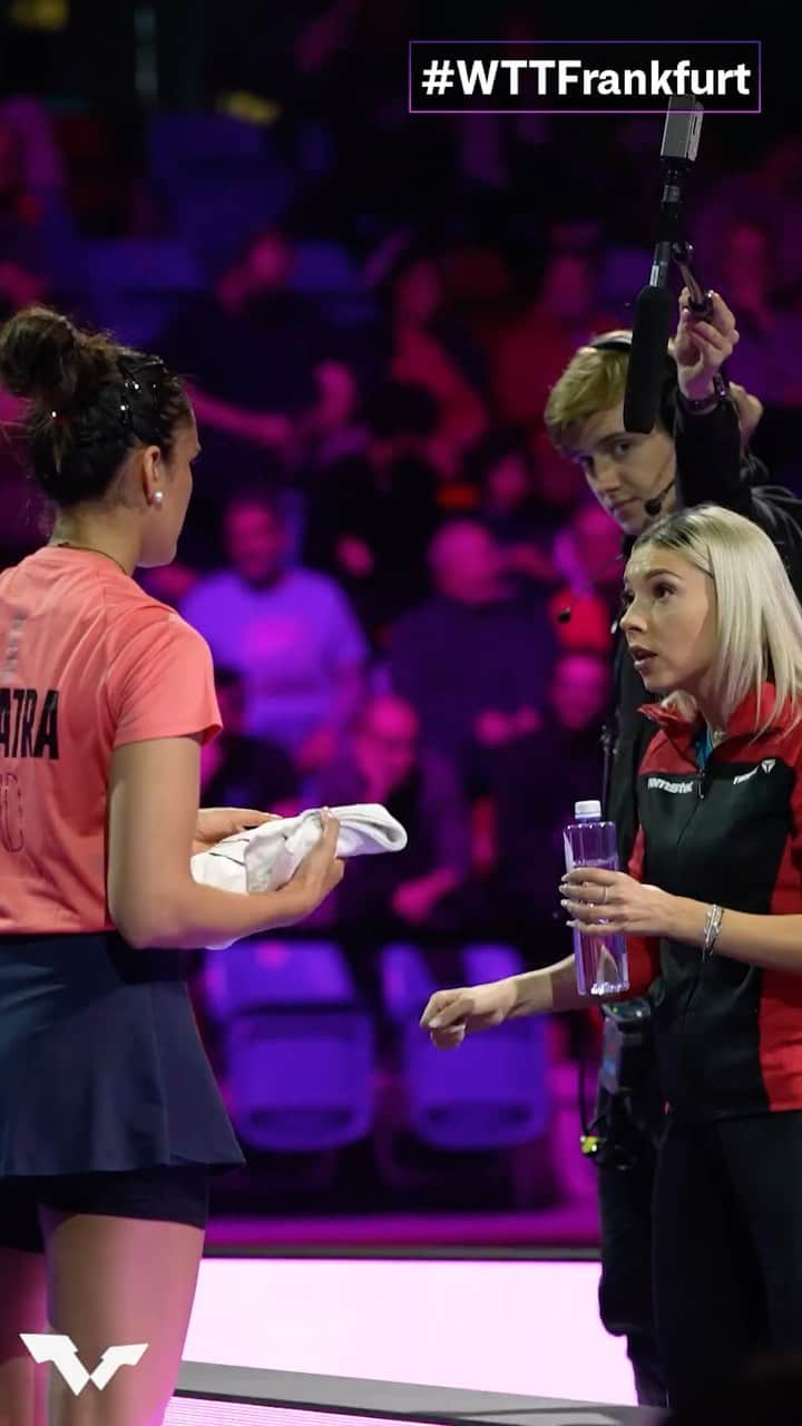 ITTF Worldのインスタグラム：「The unlikely pair you never thought you needed 🤩   Bernie Szocs played coach for a day for Manika Batra's game against Wang Yidi back at #WTTFrankfurt 👊  #TableTennis #PingPong」