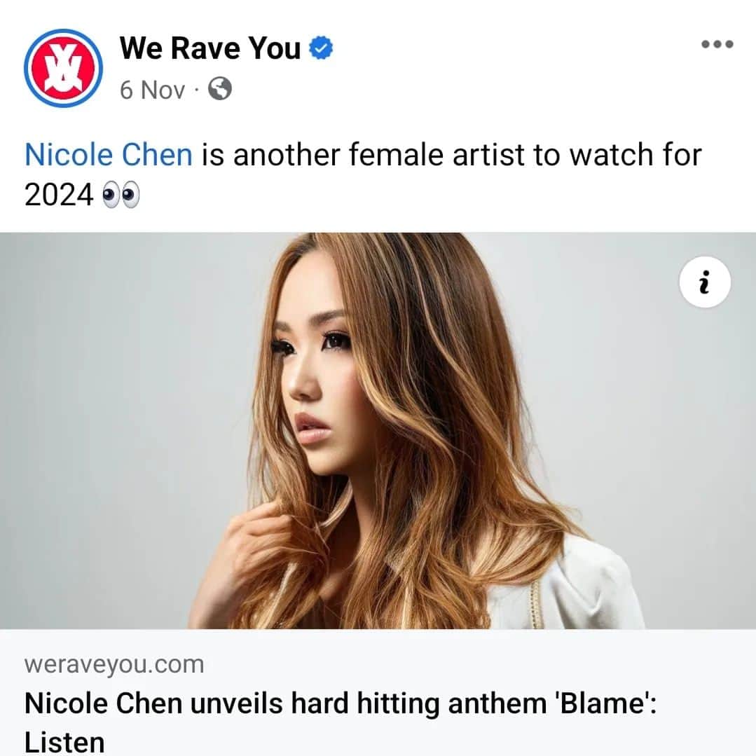 Nicole Chenのインスタグラム：「Thank you @weraveyou for featuring my song blame. To read more.  Continuing her ascendancy amongst the elite of our community, Nicole Chen has just unveiled a hard hitting anthem, entitled ‘Blame.’ #nicolechen #song #blame #weraveyou #featuring   https://weraveyou.com/2023/10/nicole-chen-blame/」