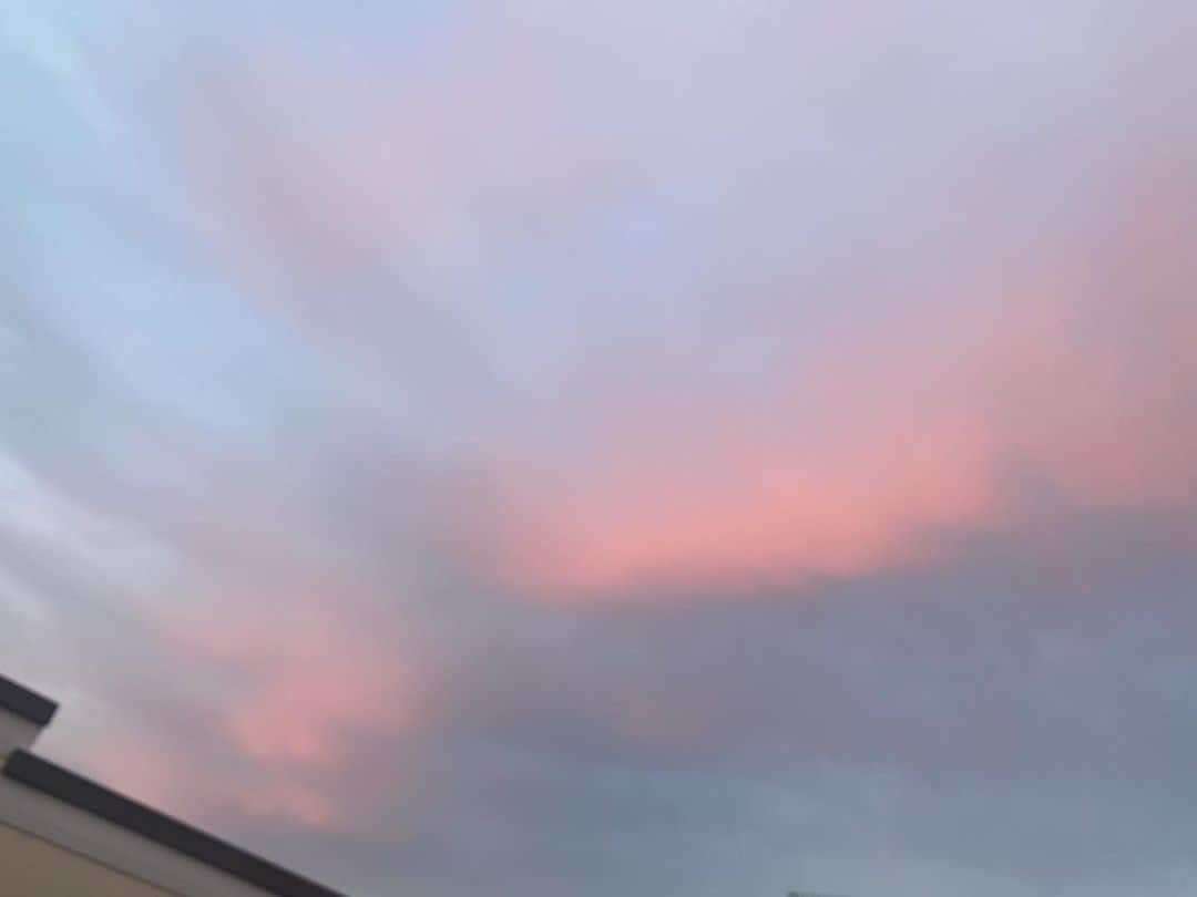 中野明海のインスタグラム：「11月15日16:39  11月も　もう半分過ぎちゃいました。  帰ったらピンクの夕焼け雲　美しくって ありがとう🙏🏻✨  #後半戦も楽しくがんばろっと⤴︎⤴︎⤴︎😽  #ピンクの夕焼け雲」