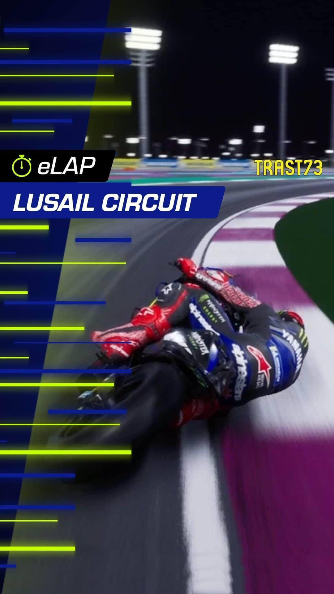 YamahaMotoGPのインスタグラム：「What are the key points of the Lusail track? 🤔   @73trast has the answers 👨‍🏫   #MonsterYamaha | #MotoGPeSport | #73Trast | #Trastevere73 | #QatarGP」