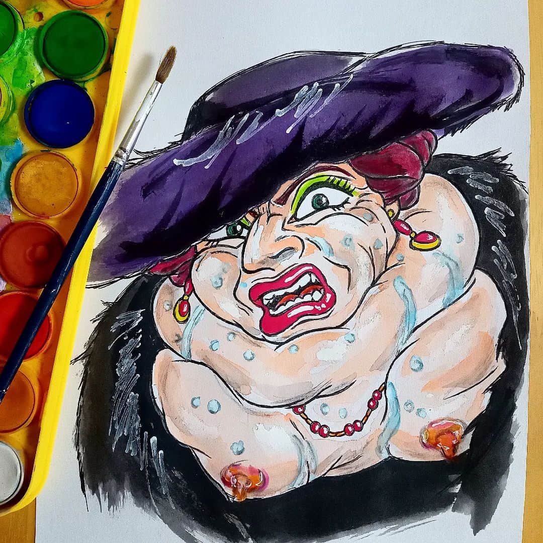 のインスタグラム：「🎨✏️【荒地の魔女】 一見普通。…いやいや💦怒られるて🙏アレンジ強め。違うもんなってるて🙏 宮崎駿監督アニメ大好きですっ！！ · 🎨🖼️モナリザの微笑が脱いだ？ポロリしたみたいな【裸婦】って事にしよ？！」