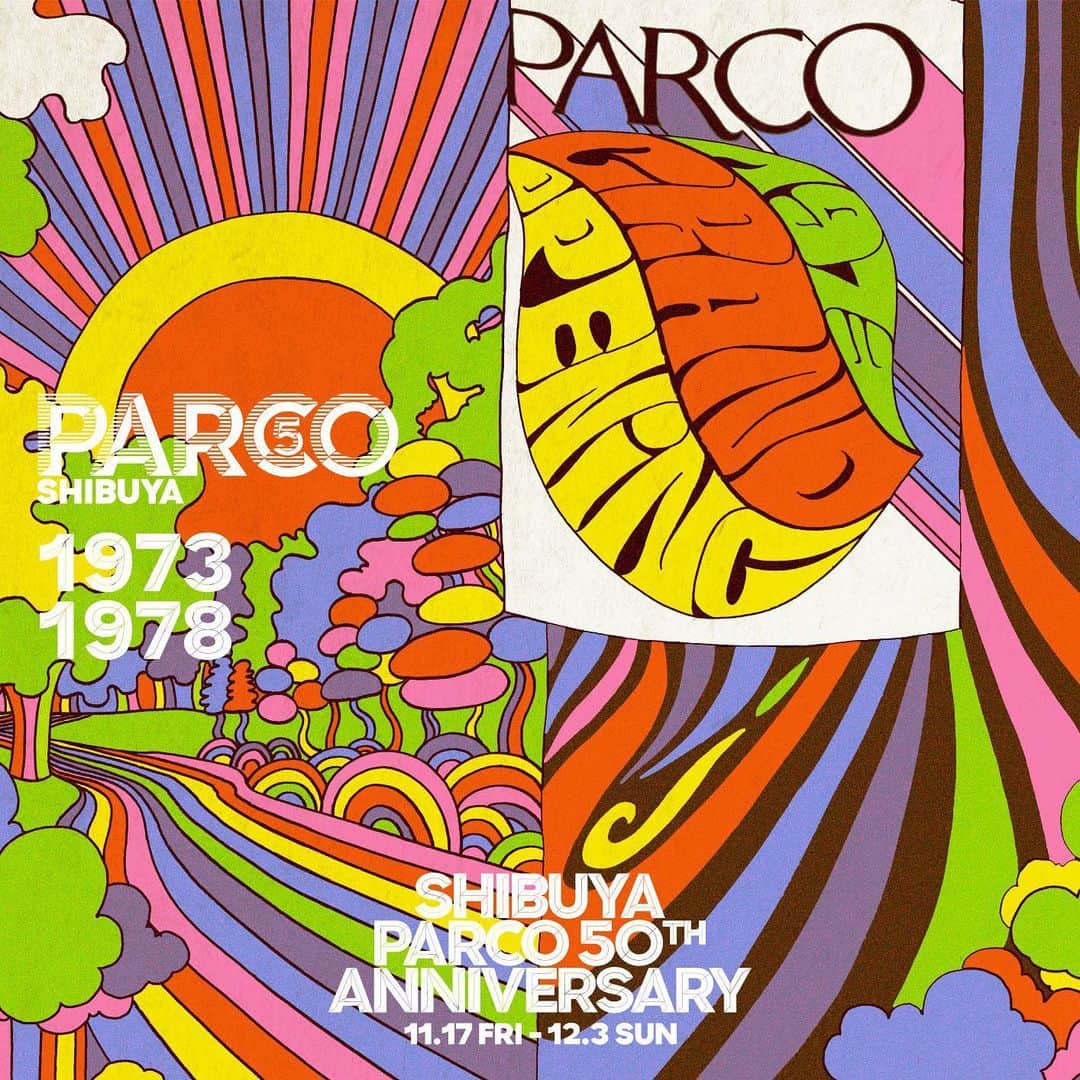 PARCOのインスタグラム：「⁡ SHIBUYA PARCO 50TH ANNIVERSARY「50/50」 2023.11.17(Fri) - 2023.12.3(Sun) @parco_shibuya_official ⁡ - ⁡ 渋谷PARCOは、1973年の開業から昭和・平成・令和と経て、今年2023年に50周年を迎えた。 この節目に、開業からの50年と、未来に向かう50年を組み合わせた「50/50(フィフティーフィフティー)」をキーフレーズにしたアニバーサリー企画を2023年11月17日（金）～12月3日（日）の期間開催。 ⁡ ブランド同士の話題性あるコラボレーション商品の発売や、10F屋上にて音楽＆カルチャーイベントの開催、POPUPイベントなど、すべてが「50/50」をテーマにした、まさに“記念すべき50周年”をお祝いする企画。 その中身は、『唯一無二』・『個性』・『カオス』といった渋谷PARCOのキーワードをふんだんに盛り込んでいます。 ⁡ - ⁡ 〇「50/50」をテーマに、50ショップが限定アイテムを発売。 ⁡ 1F「DIOR beauty×ジャン=ミシェル・オトニエル」、2F「Heaven BY MARC JACOBS × ジュリアン・コン スエグラ」1F「discord Yohji Yamamoto」＆2F「Ground Y」×SUMIREなどアーティストコラボ商品が揃うほか、1F「JIL SANDER」「THOM BROWNE」「BURBERRY」2F「A.P.C.」などで50周年限定商品が登場。 ⁡ ⁡ 〇世界初、注目コラボPOPUP SHOPも期間限定で登場！ ⁡ 「50/50」コラボのPOPUPとして、1Fには「A.P.C.XPokémon」の世界初コラボ、桐生の名店『st company』では、自らプロデュースする「doublet×FACETASM」もラインアップ、ファッション界のレ ジェンドと若手の交錯による1F「cococuri（栗野宏文×ここの学校）」など渋谷PARCOならではのスペ シャルコラボが登場。 ⁡ ⁡ 〇渋谷PARCOが各界の実力者と組むSPECIAL EVENT 開催！ ⁡ 10F屋上では渋谷PARCOが各界の実力派と組む音楽＆カルチャーイベントを連日開催。 ⁡ 「beautiful people」は展示・試着できるイベントのほか、音楽イベントとして、HIPHOP50周年を記念したウェブメディア「FNMNL」によるヒップホップナイト、小袋成彬をはじめとするJ-WAVEの音楽番組「FLIP SIDE PLANET」のナビゲータ陣によるDJ、「蓮沼執太ソロパフォーマンス」ど日本の音楽シーンを牽引するミュージシャンたちも参加。 ⁡ 11月25日（土）･26日（日)『VOGUE JAPAN』を体感するイベント 「VOGUE ALIVE（ヴォーグ・アライ ブ）」を開催！冨永愛、アバンギャルディ、アオイヤマダ、中野有紗、ミチなど豪華に登場！ ⁡ ⁡ 〇11月17日（金）には一夜限りのアニバーサリーパーティーを開催！ ⁡ アニバーサリー初日の11月17日(金)18:00～21:00には、渋谷PARCOの50周年をお祝いする全館ジャックパーテイーを開催！館内各フロアでDJイベントやケータリングをお楽しみいただけます。 ⁡ ⁡ 〇館内施設でも、イベント目白押し ⁡ ・「パルコを広告する」1969-2023 PARCO 広告展 ＠ 4F PARCO MUSEUM TOKYO @parco_art ⁡ ・11月16日（木）17日（金）は、二夜連続渋谷 PARCO 50 周年記念番組「PARCO の広告 1969-2023」＠ SUPER DOMMUNEを開催。PARCO 広告の歴史をクリエイターたちの目線から、時代背景、カルャーとともに振り返る。 ⁡ ・映画「氷の花火 山口小夜子」上映 ＠8F WHITE CINE QUINTO @parco_cinequinto_official 1970 年代からファッションモデルとして世界的に活躍し、「日本人の美しさ」を世界に広めた山口小夜子のドキュメンタリー。 ⁡ ・SHIBUYA CLUB QUATTRO 35TH ANNIV."NEW VIEW"-EXTRA SHOW-「ELEVATION! 」 ⁡ 「渋谷PARCO」の10階ROOFTOP PARKに位置する「ComMunE」。「渋谷クラブクアトロ」、地下１階の「クアトロラボ」。3会場を繋ぎ、丘の上から地下まで昇降（ELEVATE）しながら、今注目のバンド、DJ、シーンの今を体感できる回遊型イベントを開催。 ⁡ ⁡ 〇50TH ANNIVERSARY 「50/50」を祝う10連ビジュアル ⁡ 50TH ANNIVERSARY のキャンペーンロゴに続き、ラムダン氏の手掛けるアニバーサリークリエイティブを公開。 1973年から2023年の現在に至るまで、50年の東京・渋谷を5年ごとに切り取り表現した広告ビジュアル10作品をラムダン氏が主宰するデザイン会社「Art Recherche Industrie」にて制作。 5年ごとに遷り変わる時代背景に合わせたイラストが、とても懐かしく、そして新しくも見える。」
