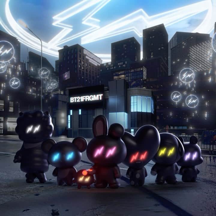 BT21 Stars of tomorrow, UNIVERSTAR!のインスタグラム：「FRAGMENT’s Lightning logo eyes, black matte body, & 7 iconic colors.  Meaning it’s become more powerful. Get ready to appreciate the sense-awakening vibe span the globe.  Korea, Japan, Taiwan, Hong Kong, U.S., and more.」
