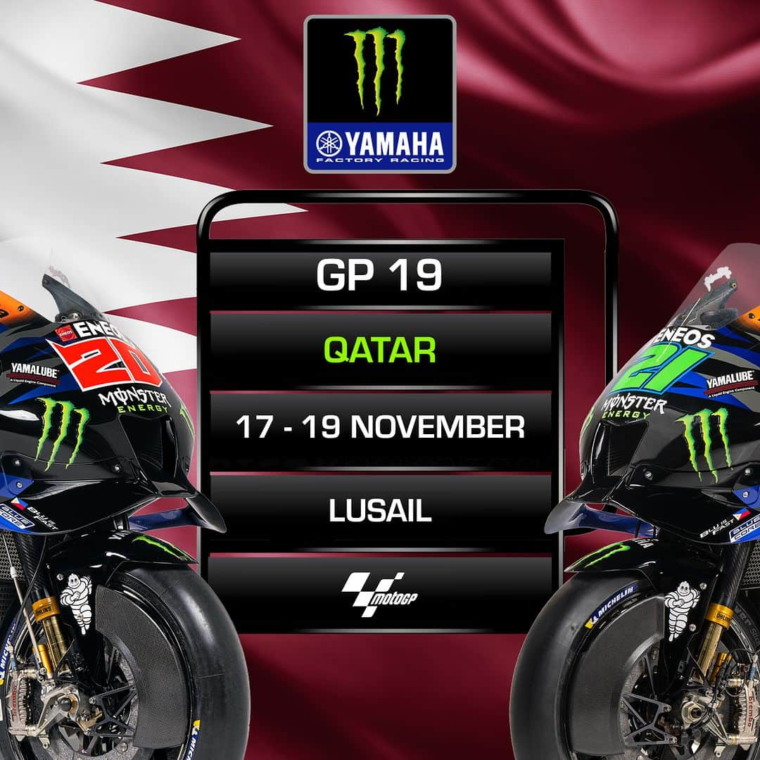 YamahaMotoGPのインスタグラム：「The Qatar GP is the only night race on the MotoGP calendar, so take a good look at this weekend's time schedule 🌇🌃  #MonsterYamaha | #MotoGP | #QatarGP」