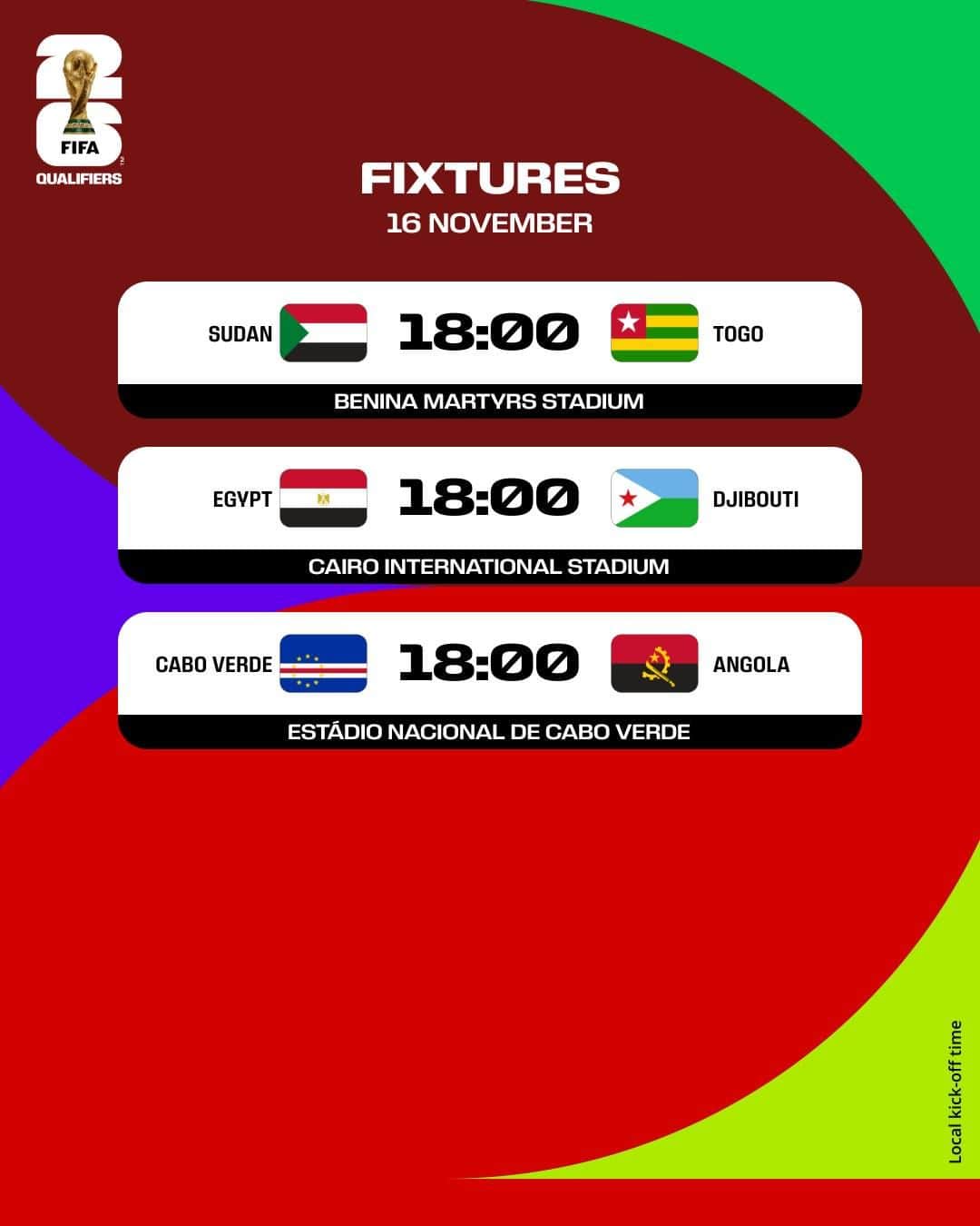 FIFAワールドカップさんのインスタグラム写真 - (FIFAワールドカップInstagram)「The first round of #WeAre26 Qualifiers is upon us in Africa! 🌍  Follow the action LIVE on FIFA+*  *Territorial restrictions apply」11月15日 21時01分 - fifaworldcup