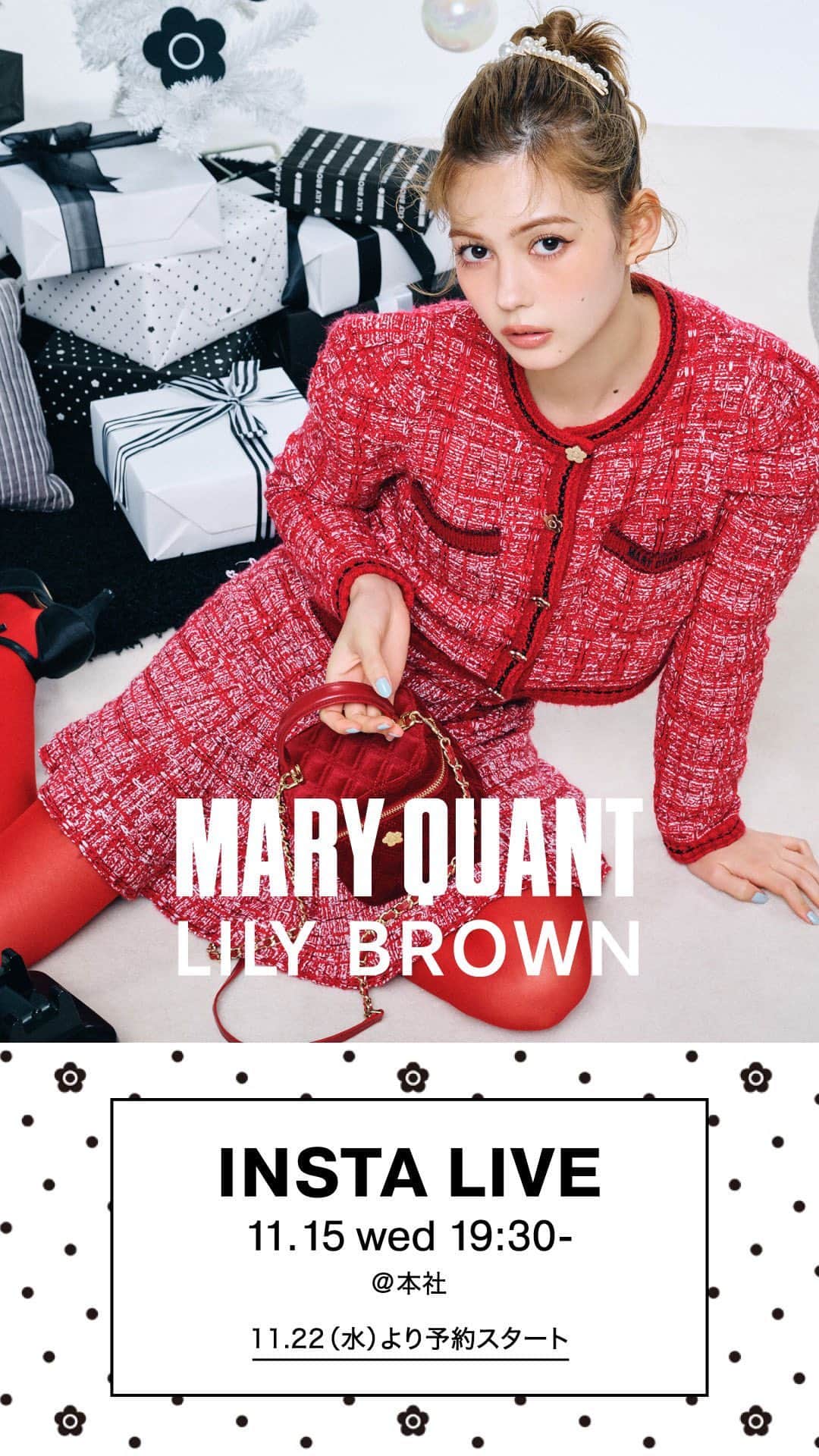 Lily Brownのインスタグラム：「.   ✿ LILY BROWN × MARY QUANT ✿  60年代ロンドンのストリートカルチャーを代表するMARY QUANTとのコラボレーション第4弾。 クラシカルなツイードニットアップやブラウスに加えギフトにもぴったりなアクセサリーや小物、今回初登場となるランジェリーなど、ホリデーシーズンに気分高まるラインアップを展開。  ✿現在商品一覧ページ公開中✿  ✿先行予約開始日：11月22日(水)12:00(正午) ✿全国発売日：11月30日(木)  【STAFF】 船越　157cm 田尻　159cm 吉野　@mayupino_ 161cm 近藤　@_con.mami 150cm 下田 161cm  詳細はプロフィール欄URL ニュースページをご覧ください。  #LILYBROWN #リリーブラウン #MARYQUANT #マリークヮント #vintage #vintagefeature #vintagefeaturedress #コラボレーション #ルミネエスト新宿 #LIMITEDCONCEPTSTORE」