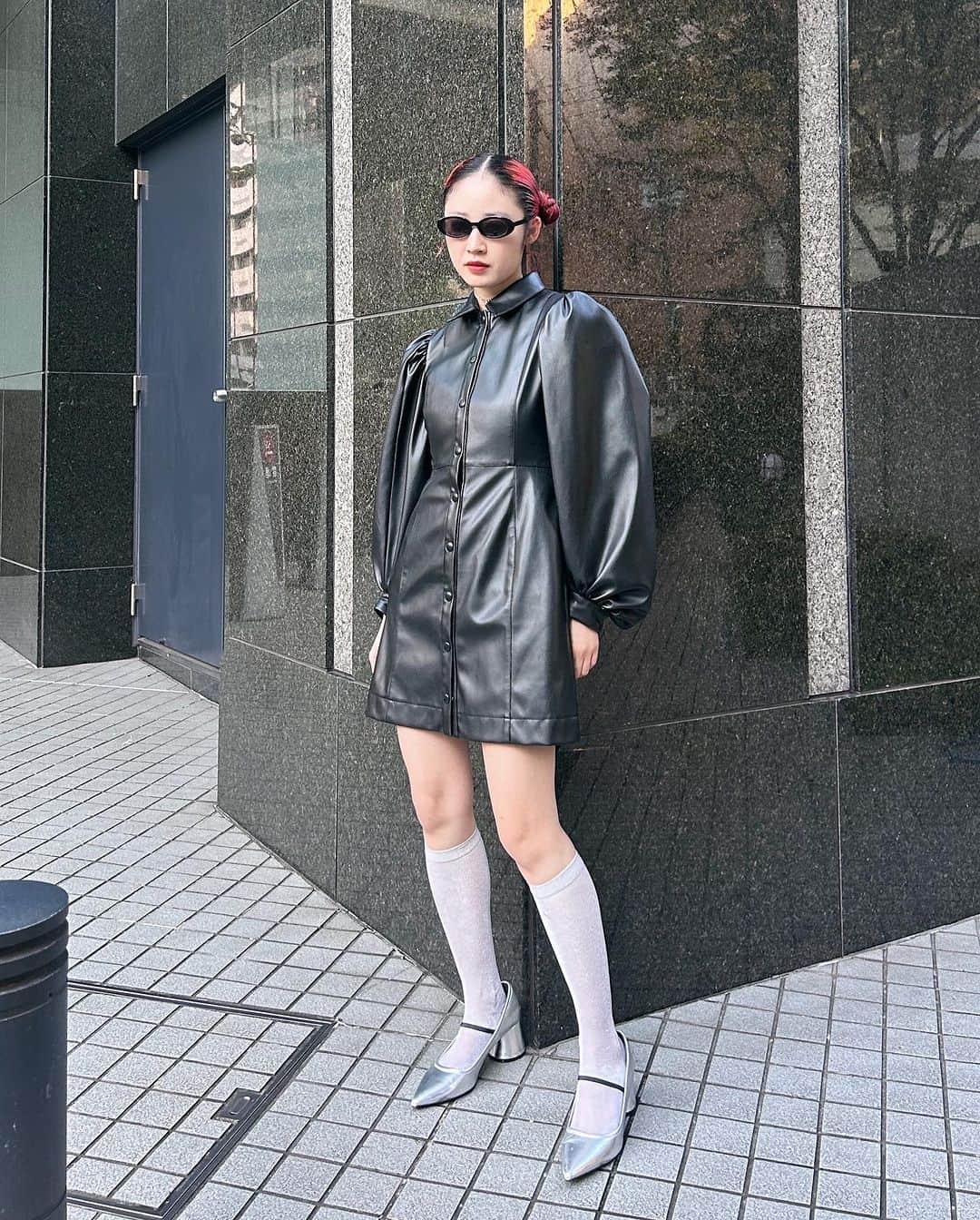 のインスタグラム：「#MOUSSYSNAP @nanako_muramoto 161cm LUMINE EST SHINJUKU / ルミネエスト新宿店スタッフ  ・FAUX LEATHER MINI ONE-PIECE(010GA630-7470) 全国のMOUSSY店舗／SHEL'TTER WEBSTORE／ZOZOTOWNにて 発売中。  #MOUSSY」