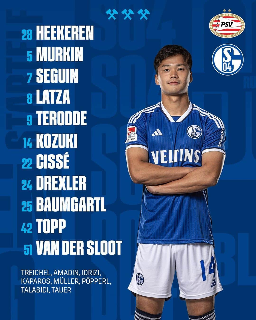 シャルケ04さんのインスタグラム写真 - (シャルケ04Instagram)「Unsere Start-1️⃣1️⃣ gegen @psv 📲 Swipe  . . #S04 #Schalke #Knappen #Königsblau #PSVS04」11月15日 21時31分 - s04