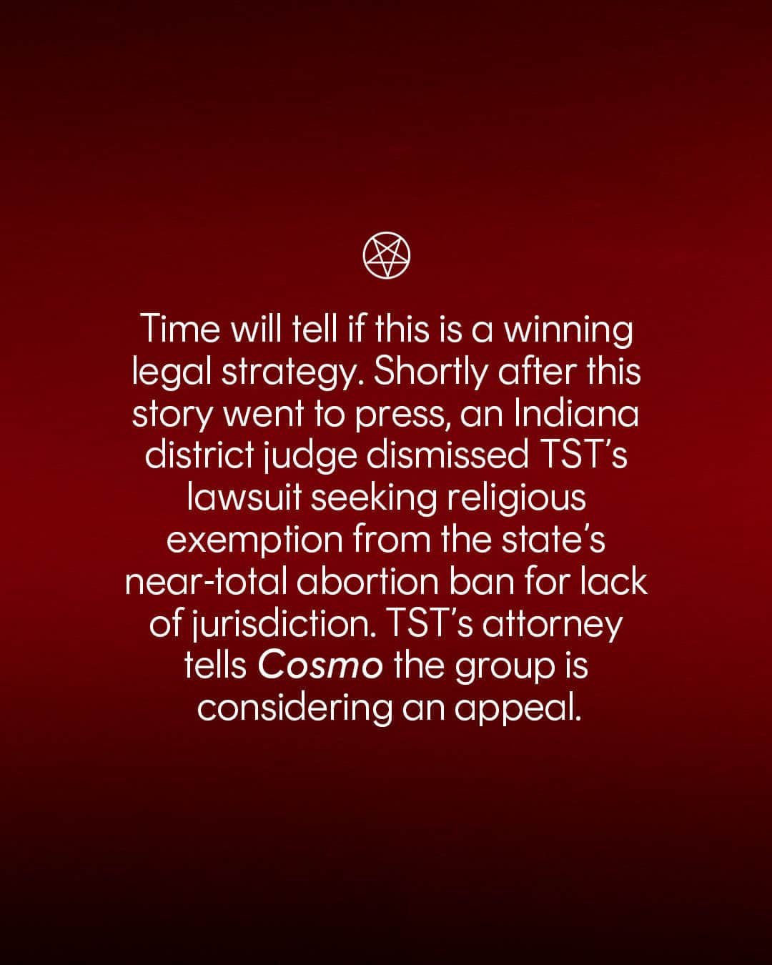 Cosmopolitanさんのインスタグラム写真 - (CosmopolitanInstagram)「Need a minute? No problem. This marrying of lightning-rod concepts (Satan! Abortion! The Supreme Court!) is...a lot. Intentionally so, in fact. “At this point, we don’t have the luxury of trying to make abortion seem more palatable because we tried that and now look where we are,” says Chalice Blythe, an ordained minister of Satan and the group’s spokesperson for reproductive rights. “We’re just going to come out with both arms swinging, completely defiant.” Read more about the clinic and the care it provides at the link in bio.」11月15日 23時00分 - cosmopolitan