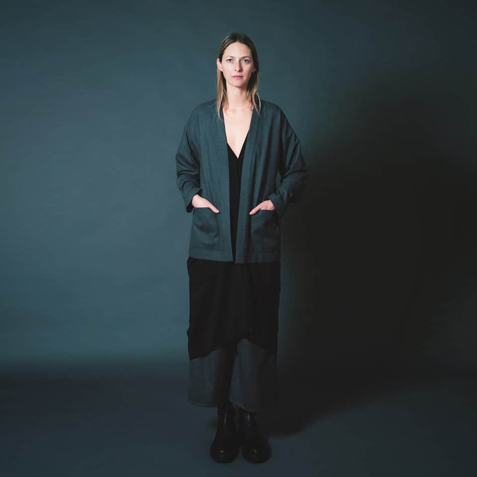 ジャンポールノットのインスタグラム：「Grey Flannel  Anais wears a grey and black out fit  Available at KNOTT HOUSE   #belgiumdesign #minimaldesign #madeinbrussels #madetoorder #greyflannel #wbdm」