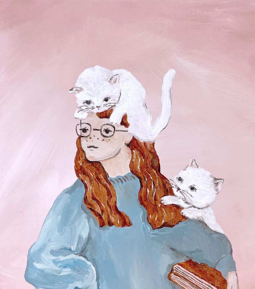 利光春華のインスタグラム：「mellow🤍  #artwork #painting #art #illustration #art #catlover  #mellow #利光春華」