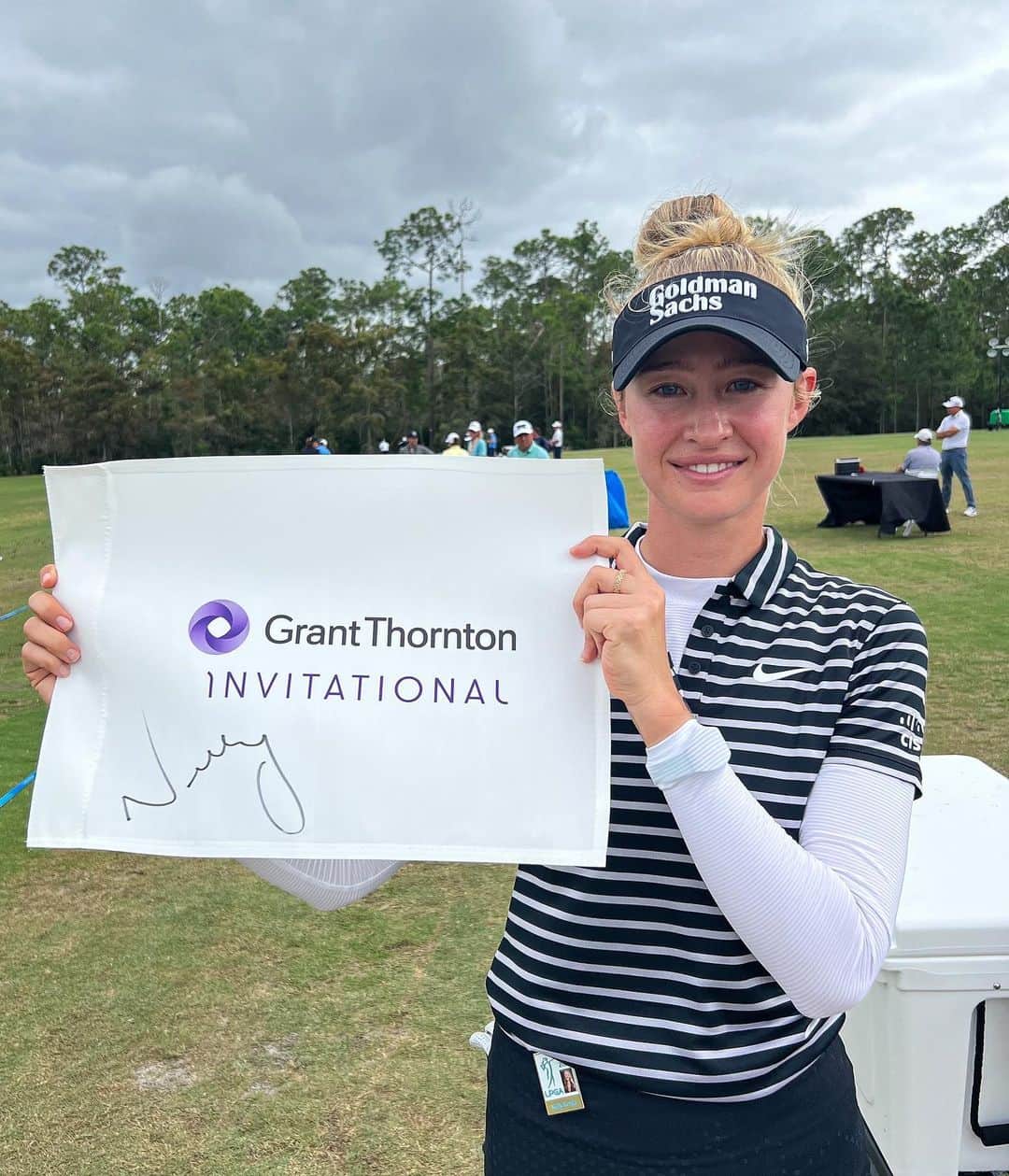 ネリー・コルダのインスタグラム：「Time to make history with the @pgatour and @lpga_tour at the Grant Thornton Invitational coming up in a few weeks!  To celebrate I’m giving away this pin flag that will also be signed by my teammate @tonyfinaugolf and fellow Grant Thornton Ambassadors @rickiefowler @thejessicakorda @michaelwilbon @melreidgolf @cameron__champ  Follow @grantthorntoninv and like this post for a chance to win and don’t forget to tune in December 8-10!」