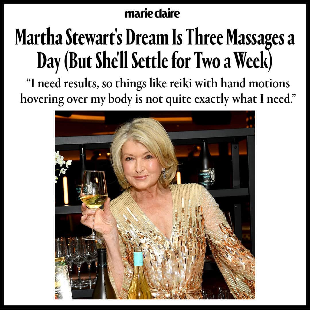 マリクレールのインスタグラム：「New age wellness practices have no place in #MarthaStewart's routine. Instead, the multi-hyphenate homemaking legend is stacked with weekly beauty appointments, green juices, and pilates classes. At the link in bio, @marthastewart48 details her approach to holistic wellness for Marie Claire's 'Doing Well' series. photo: @gettyimages」