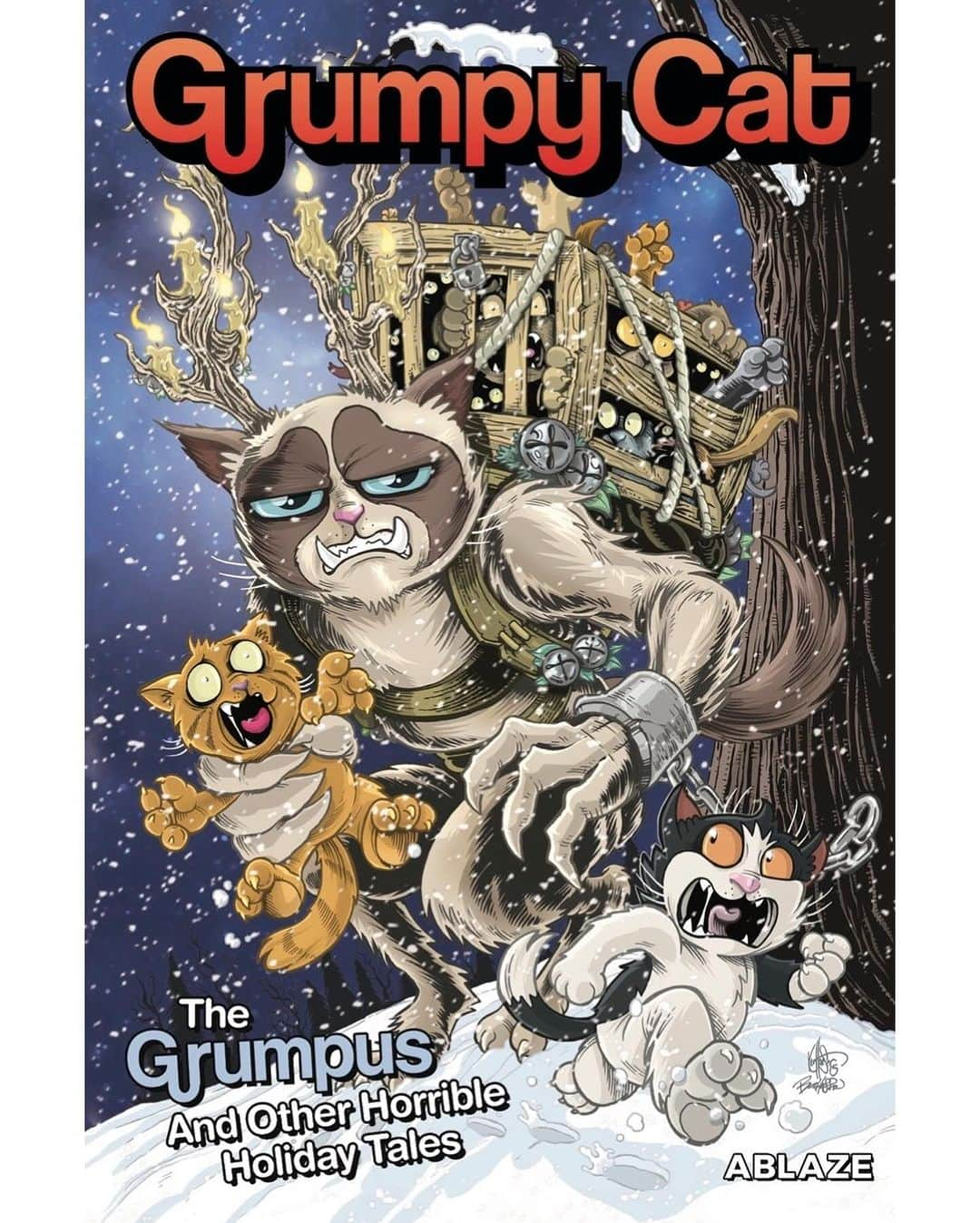 Grumpy Catのインスタグラム：「Grumpy Cat’s NEW holiday graphic novel is out TODAY at comic shops everywhere! 🎄😾  It’s called “The Grumpus (And other Horrible Holiday Tales)” and is published by @AblazePub! ⛄️  🎁 Find your nearest comic book shop:  https://www.comicshoplocator.com/  (Out everywhere else 11/28🎅)」