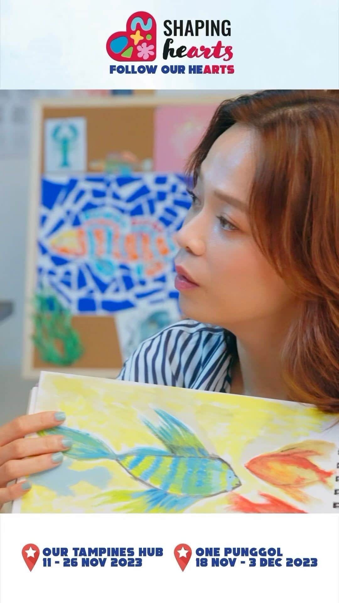 フェリシア・チェンのインスタグラム：「Come along with actress and content creator Felicia Chin as she explores the world of art with her special friend Gary, who was born with an intellectual disability in this short video!  As part of #ShapingHeartsSG, Felicia and Gary will be collaborating to create a painting that will be auctioned during the inclusive arts festival. 🖼️  Want to see this collaborative masterpiece in person? Follow our hearts and come down to SHAPING HEARTS 2023 at Our Tampines Hub and One Punggol! ❤️💛💙💚  #ShapingHeartsSG #FollowOurHearts #OurTampinesHub #OnePunggol #SupportInclusivityThroughArt #FeliciaChin」