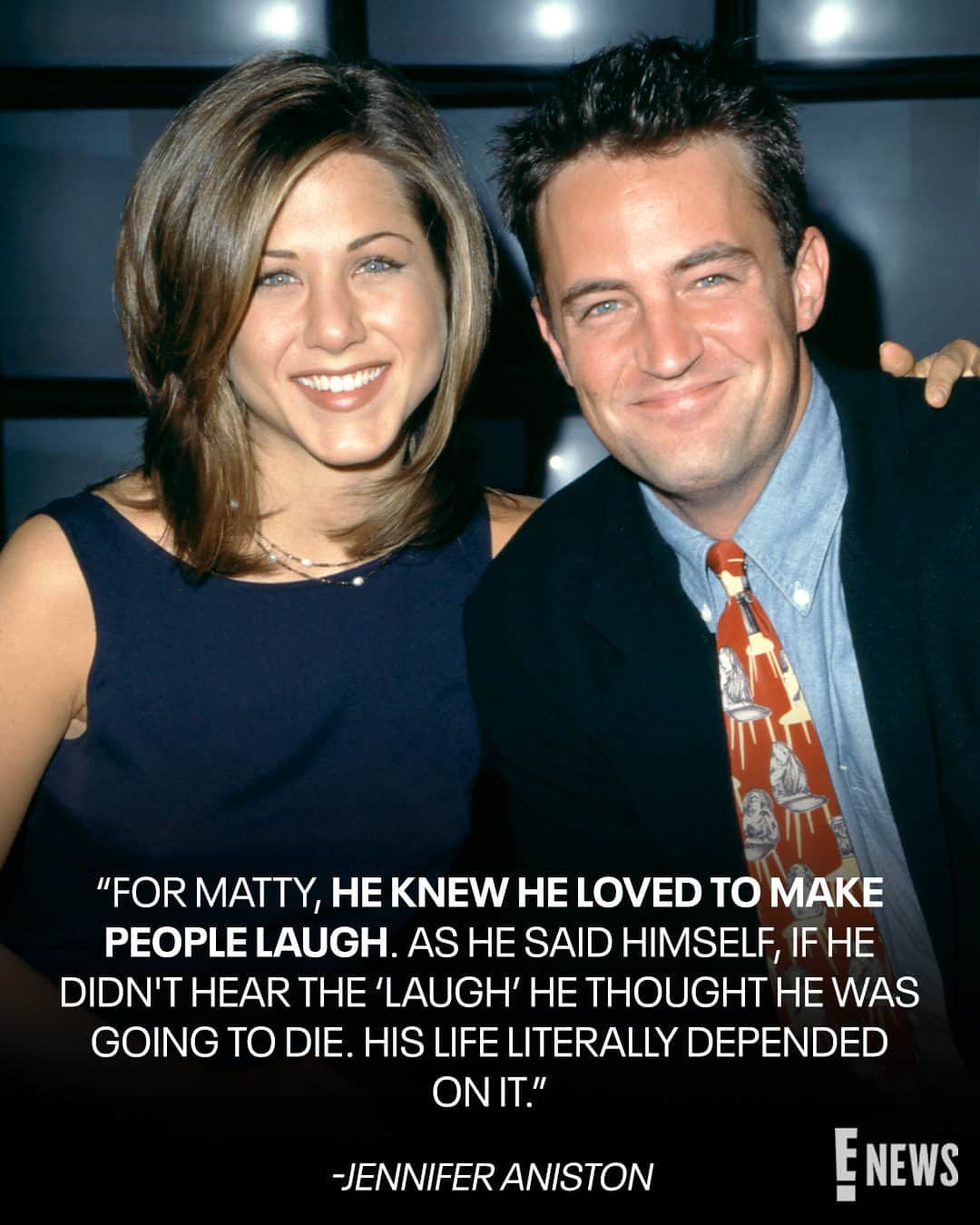 E! Onlineさんのインスタグラム写真 - (E! OnlineInstagram)「Matthew Perry always made Jennifer Aniston's day. 🕊️🤍 She shares a touching text message from her "little brother" and costar-link in bio. (📷: Getty)」11月16日 0時53分 - enews