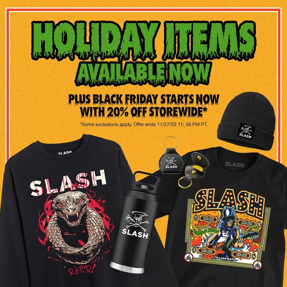 スラッシュのインスタグラム：「Shop new holiday items now. 20% off storewide. #slashnews」