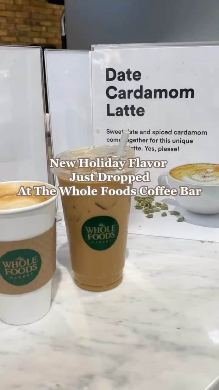 Whole Foods Marketのインスタグラム：「Introducing our Date Cardamom Latte for the ✨holidays✨ Check it out at your local Whole Foods Market Coffee Bar ☕️ *Locations and hours may vary.」