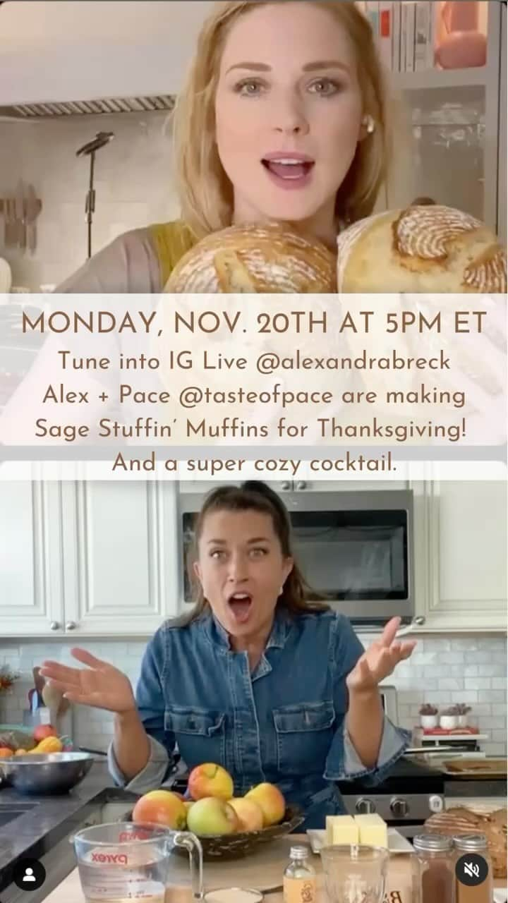 アレクサンドラ・ブレッケンリッジのインスタグラム：「Come make some stuffing muffins with myself and the lovely @tasteofpace November 20 5 PM eastern time. 🎉」