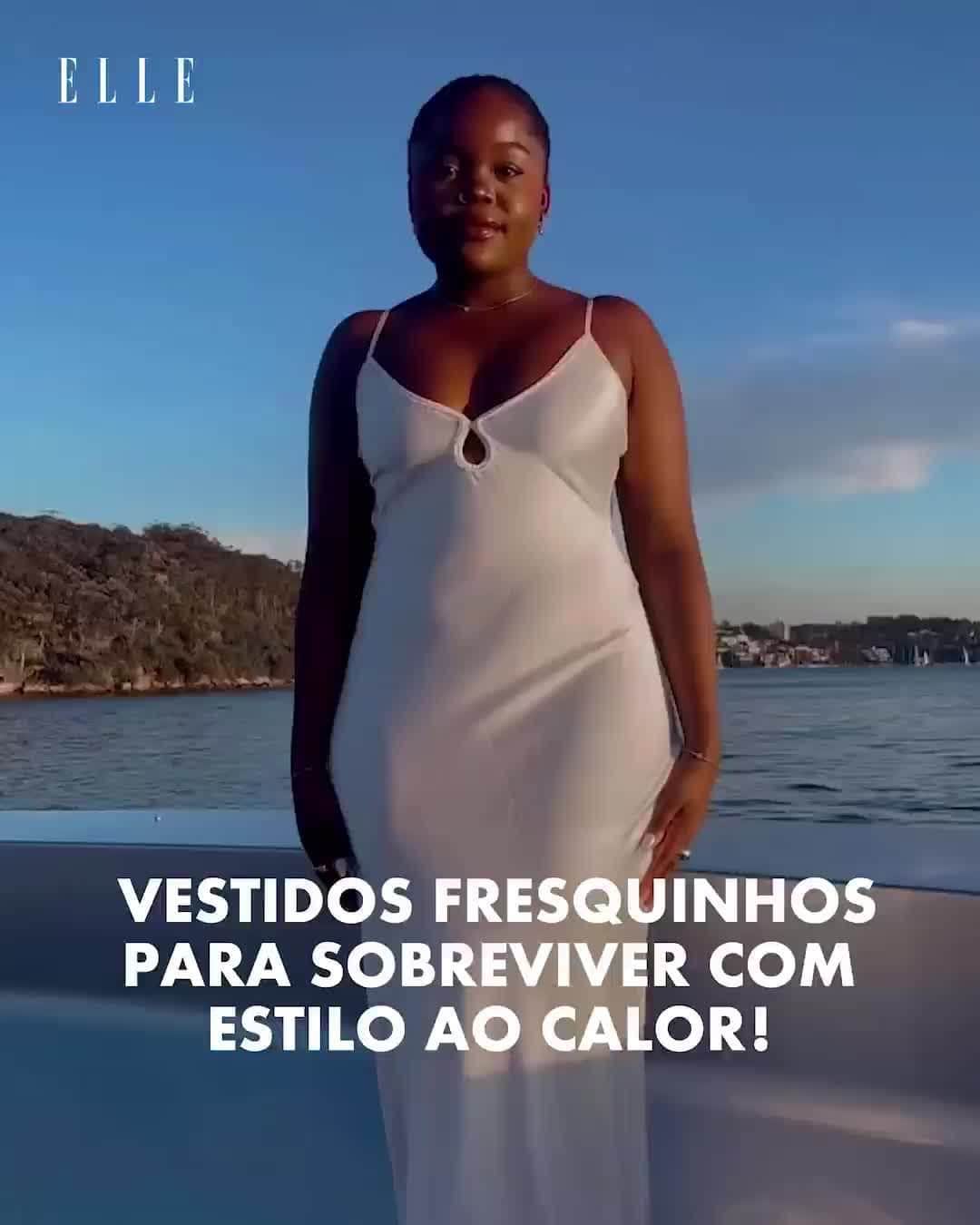 ELLE Brasilのインスタグラム：「Embora o verão nem tenha chegado oficialmente, as temperaturas já estão lá em cima, principalmente nos estados afetados pela onda de calor! Nesses dias, pode ser difícil encontrar uma roupa que pareça confortável o suficiente, mas o frescor de uma peça única, como o vestido, parece certeiro. 🌞   Em elle.com.br, a repórter @chames lista as melhores dicas para testar já e sobreviver com estilo a esse calorão.」