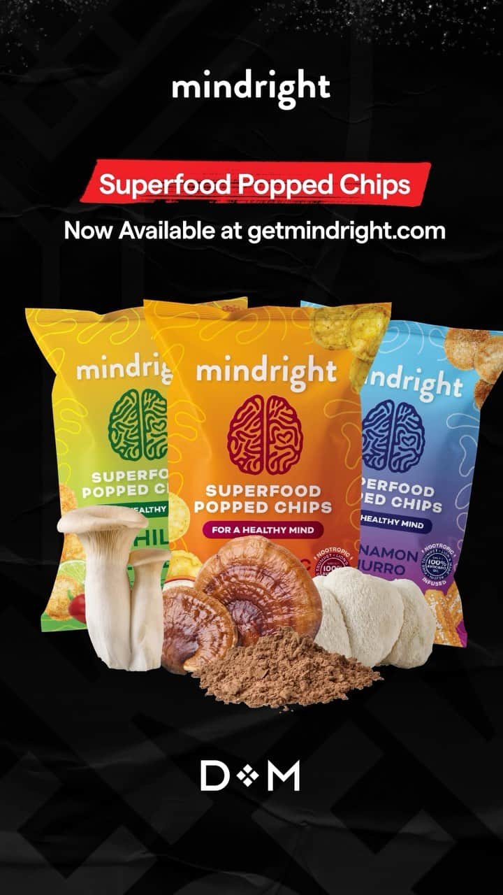ロブ・ディアデックのインスタグラム：「@get_mindright’s popped chips aren’t your ordinary snack.  Made with 100% avocado oil, these chips offer a guilt-free snacking experience powered by their Mushroom Nootropic Superfood blend, a functional medley of directly sourced, brain-boosting mushrooms like King Trumpet, Lion’s Mane and Reishi.  These delicious ingredients are known to support your mood, energy, and focus.  Shop now at the link in our bio.」