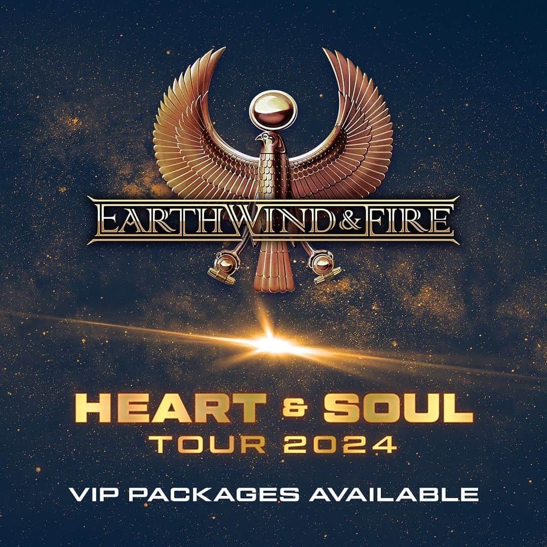 アース・ウィンド・アンド・ファイアーのインスタグラム：「A limited number of VIP packages are Now Available for our HEART & SOUL tour with Chicago! Select packages include premium seats, photo opportunity with us, exclusive merchandise & more! Use code: HRTSOL24 Link in bio」