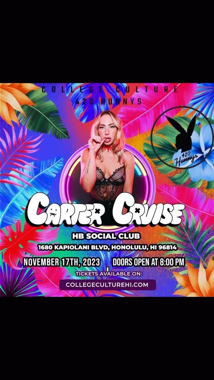Carter Cruiseのインスタグラム：「SEE YOU FRIDAY HAWAII! @hbsocialclub @collegeculturehi   🎶: @cademusic - FINALLY FOUND」