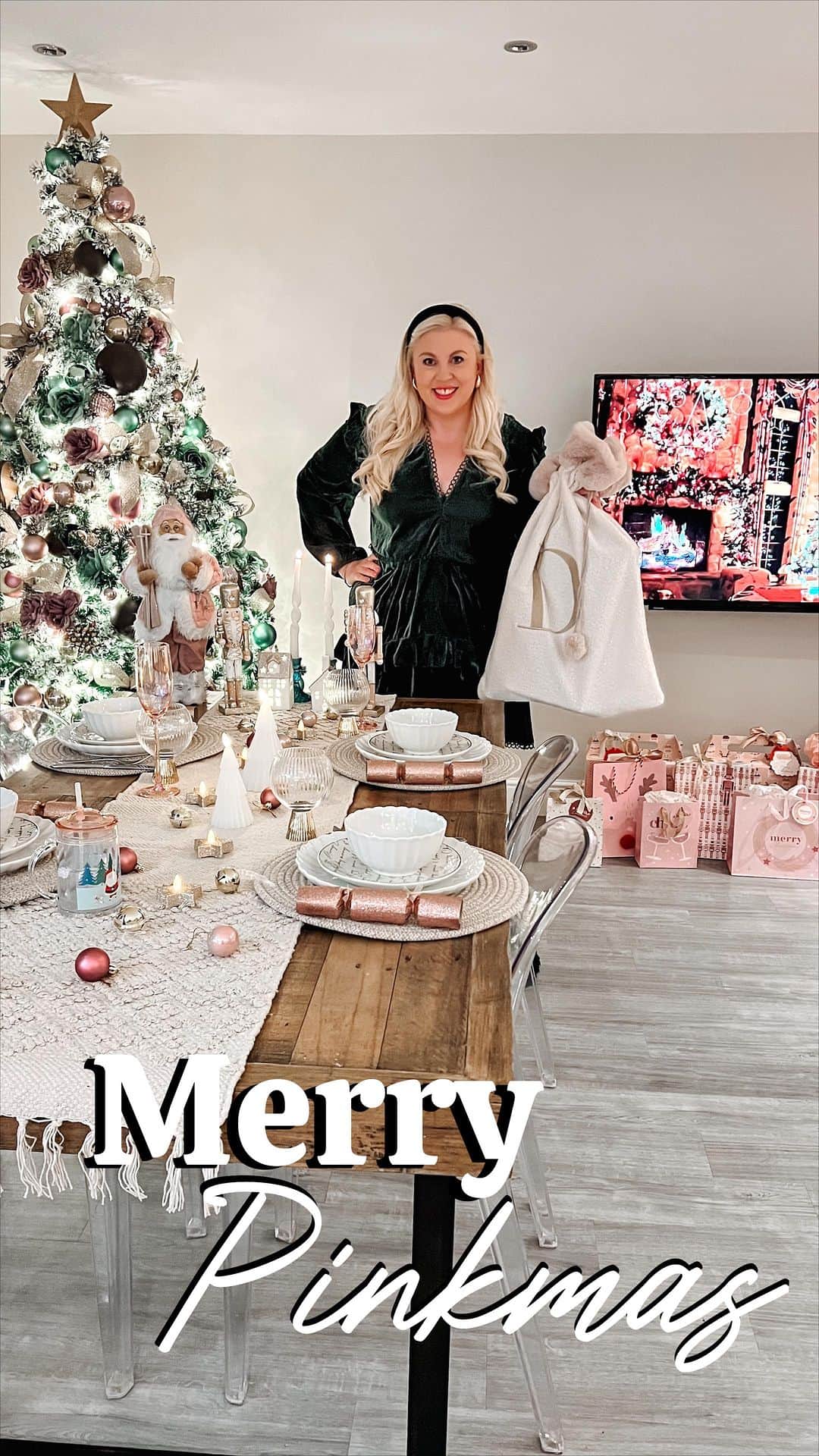 ルイーズ・ペントランドのインスタグラム：「Ad|🎄💕This collab is literally my Christmas dream come true, haha! You KNOW I’m @bm_stores biggest fan so it’s a pleasure to showcase their festive range again this year!!  Once again, they have EVERYTHING you could need to make Christmas so, so special. Tableware, decor, wrapping, snacks, drinks and OMG toys GALORE! They currently have a SALE on their already amazing toy deal which is 2 for £20 - and these are chunky presents we’re talking about! Such good value 💪🏻  As per the stocking stuffers are perfection (Darcy’s going to want so many of those!!) and I now really can’t wait for Christmas!!  What do you think of my home set up? Christmas or 💕PINKmas? Ha! Let me know, what’s the most recent thing you’ve ever picked up from B&M? Will you be popping in this weekend?? Xxx  Products Featured:  Stag Tank Mug - £3  Luxury Blush Baubles – 50pk - £12  Blush Feather Topped Bauble - £3  Mushroom Cloche - £1.50  Scandi Snow Luxury Crackers – 6pk - £8  Ice Princess Luxury Make-up Set - £15 or 2 for £20  Juicy Couture 2 in 1 Bracelet Set - £15 or 2 for £20  Gingerbread Cookie Candle - £2.50  Divine Sparkle Luxury Crackers – 6pk - £5  Light-up Glitter Houses - £4 each  Resin Nutcracker - £7  LED Tree Candles – 2pk - £10  Kids Xmas Sip Cup - £2.50  LED Star Tealights – 6pk - £3.50  Scalloped Edge Bowl - £2.50  Scalloped Edge Dinner Plate - £3.50  Script Side Plate - £1.75  Cotton Woven Placemats 2pk - £6  Teddy Alphabet Sack - £9 each  Light-up Reindeer - £18  The Power of Crystals Deluxe Healing Kit - £15 or 2 for £20  Christmas Tank Mug - £3.50  #BMstores #BMXmas #XmasbyBandM #bandmhaul #BMStoresSS23」