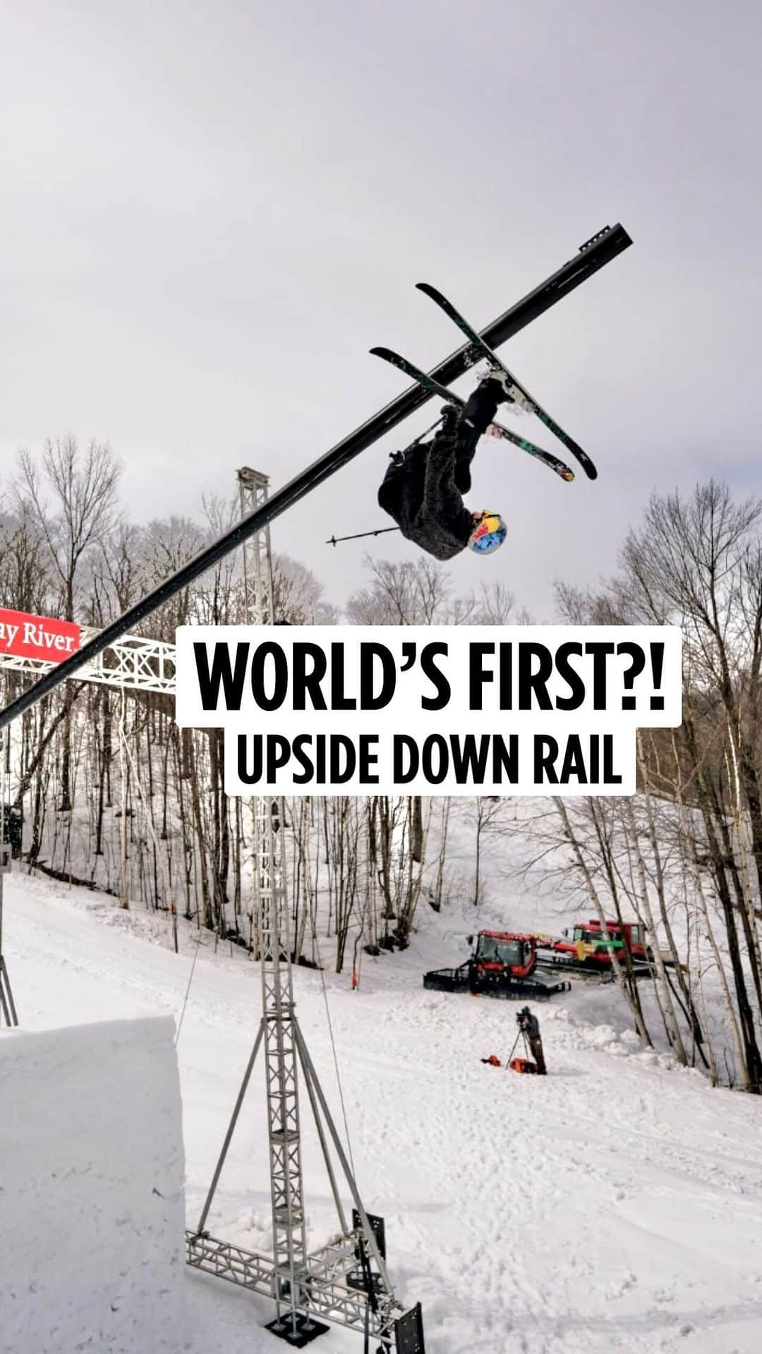 X Gamesのインスタグラム：「Gravity has left the chat  @macforehand makes history by hitting a rail…upside down 🤯 What’s next?  📹 @lukabees @holler.fpv 📸 @christianpondella  Via: @redbullsnow  #XGames #FreeSki」