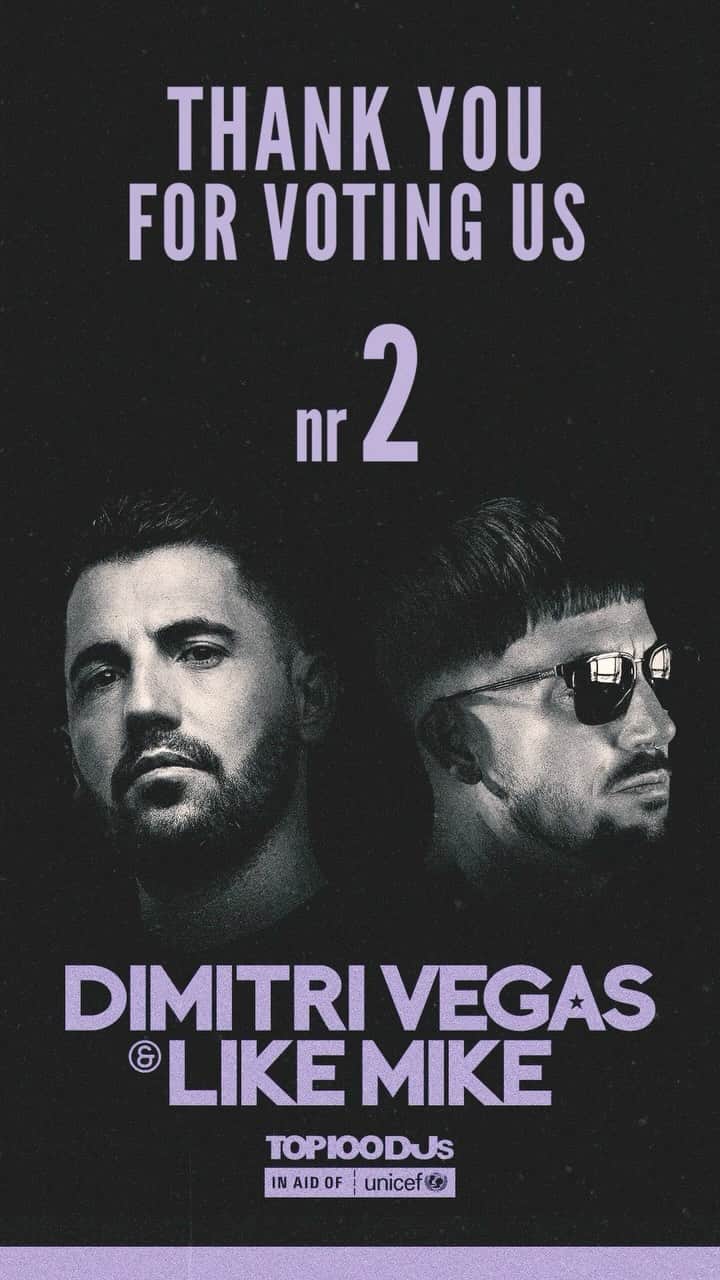 Dimitri Vegas & Like Mikeのインスタグラム：「Grateful for reaching #2 in #djmagtop100 ! Big congrats to the maestro @davidguetta for claiming the top spot. Thank you all for the support and votes! 🙏❤️」