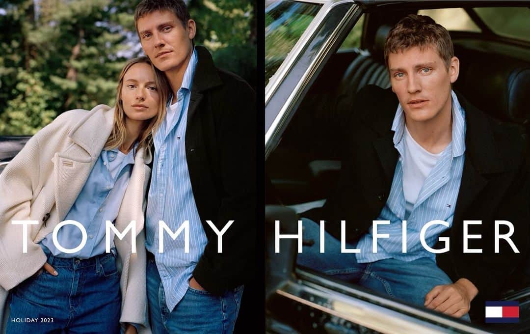 マヤ・ステッパーのインスタグラム：「My man and I for @tommyhilfiger  HOLIDAY 23 CAMPAIGN❤️  Art direction @sofo9 @georginagillman Photo @seanthomas_photo Styling @lorna.mc.gee Hair @ryanmitchellhair MU @makiryoke Casting @elizabeteanna Production @tessamaryruth @_claireford_ @rhiannonwelfare @theproductionfactory Set @itsmeiansaltersworld @imgmodels」