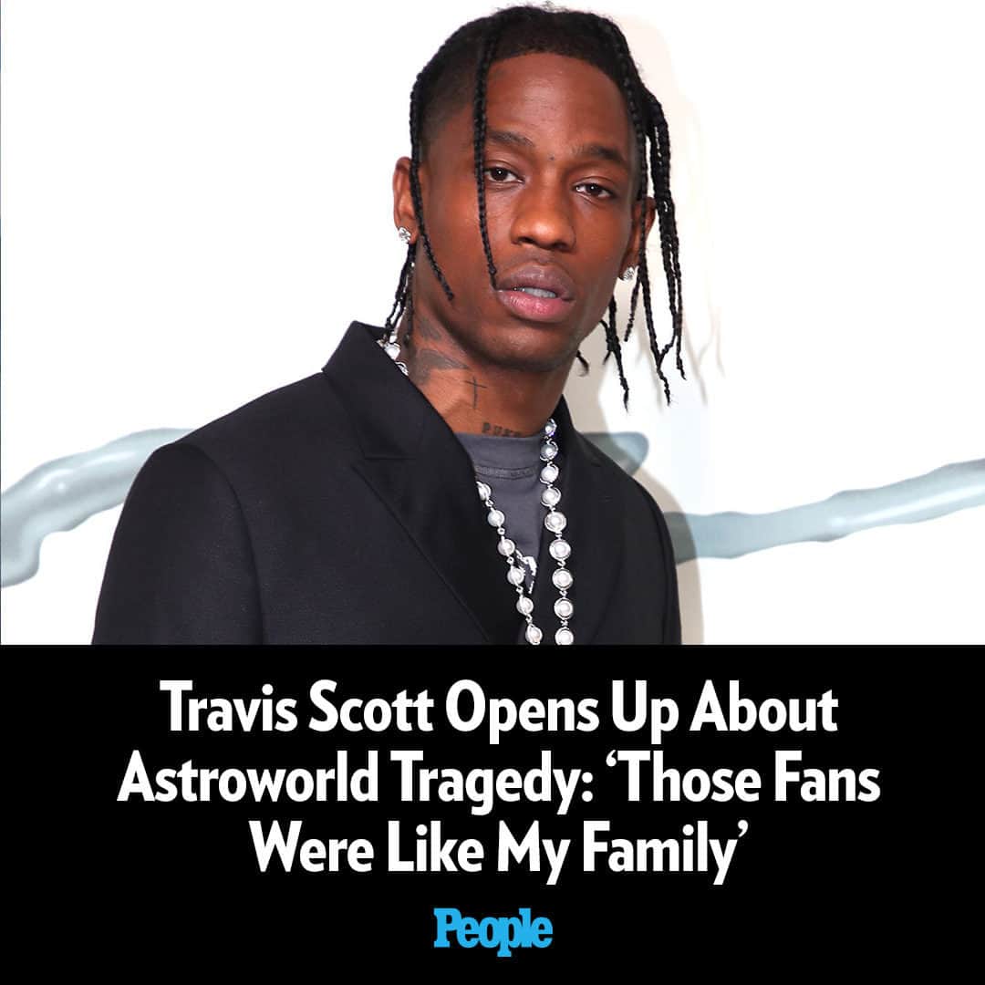 People Magazineのインスタグラム：「Two years later, Travis Scott is opening up about the fatal Astroworld Festival tragedy where 10 audience members at his concert were killed and thousands were injured due to a crowd crush at NRG Park in Houston, Texas. "I always think about it," Scott said. "You just feel for those people. And their families." For everything he said, tap the link in bio. | 📷: Getty」