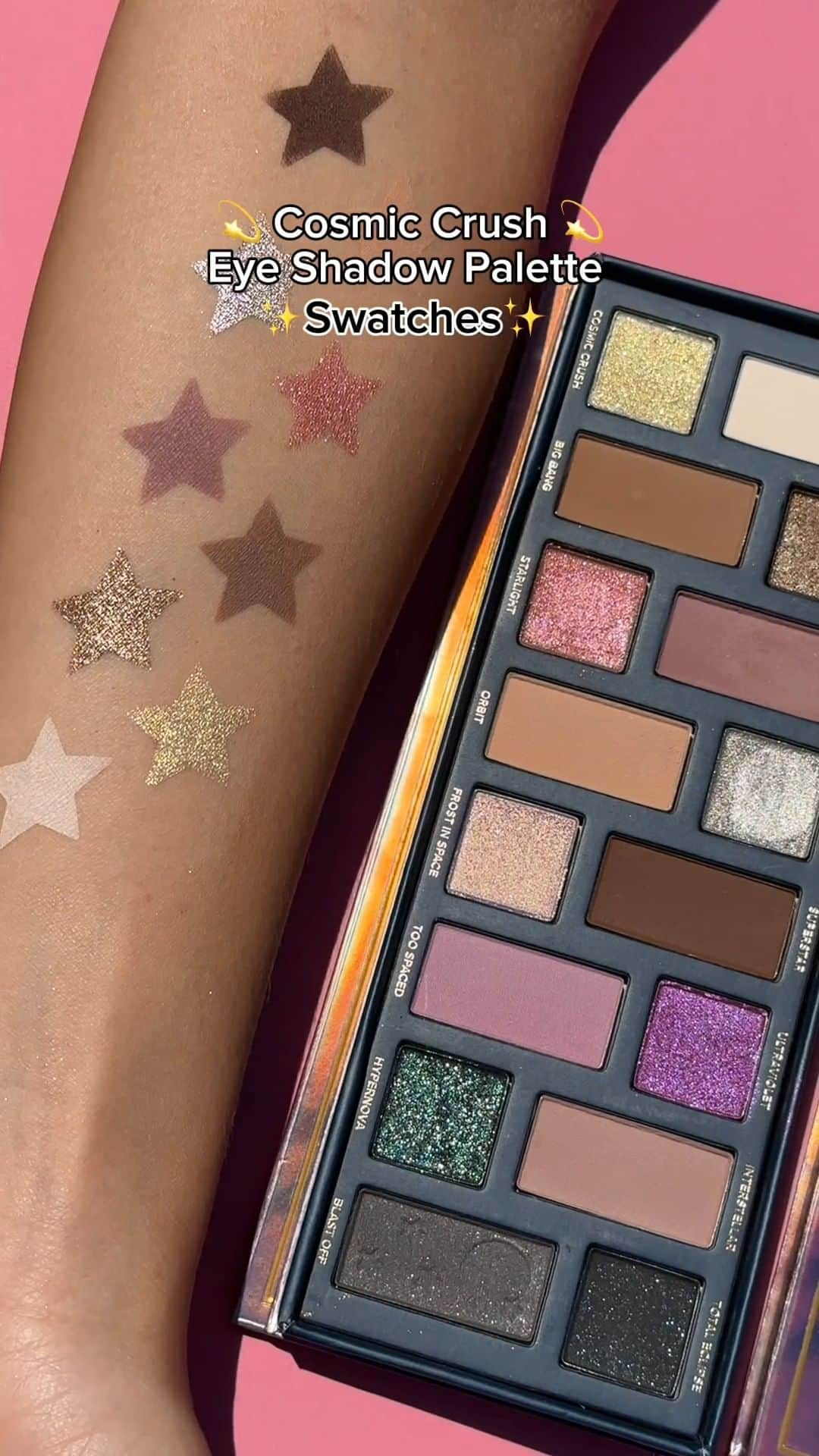 Too Facedのインスタグラム：「Blast Off! 🚀✨❤️ Our NEW Cosmic Crush Eye Shadow Palette features 16 wearable, highly-pigmented & ultra-modern shades with futuristic outer space vibes! 🌟 Shop now from @sephorafrance #toofaced #tfcrueltyfree」