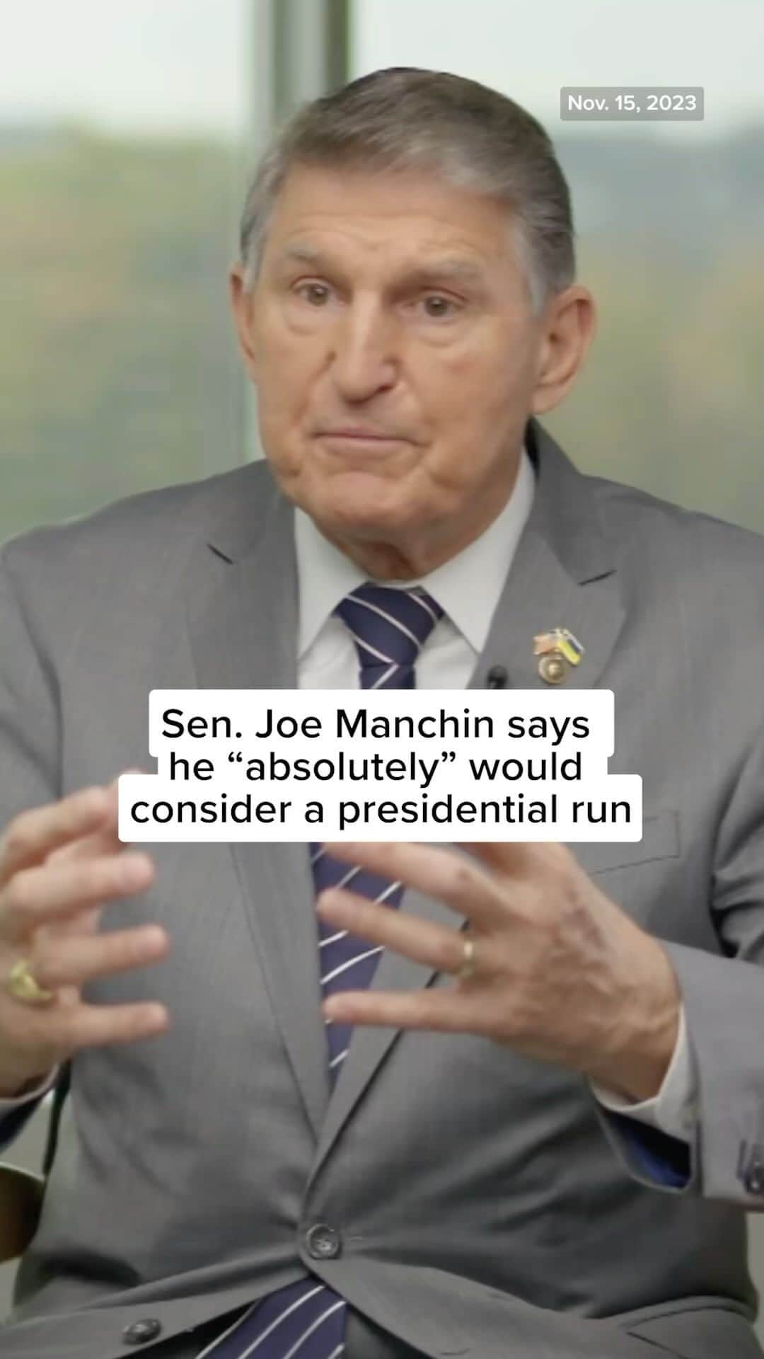 NBC Newsのインスタグラム：「Sen. Joe Manchin (D-W.Va.) talks to Kristen Welker about the possibility of a possible presidential run following his announcement that he wouldn’t run for re-election.⁠ ⁠ Watch the full interview at the link in bio.」