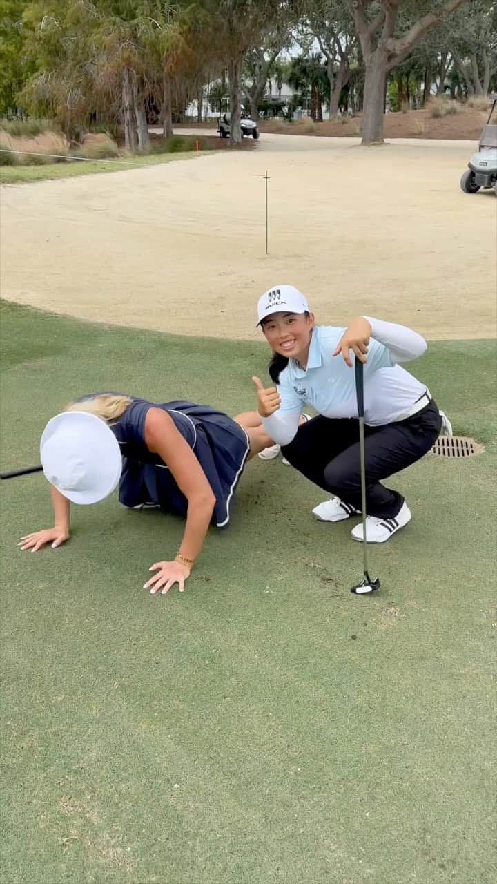 ジョン・ラームのインスタグラム：「What an elite duo 💪  @chendo23 taking on @ruoningyin1 in a Closest to the Pin Challenge was 🔥」