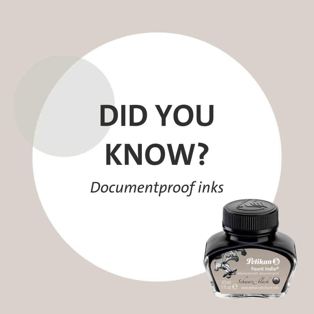 ペリカンのインスタグラム：「Document proofed ink that doesn´t fade over the years? Pelikan knows how to make it happen! 🔏  We have 3 different kinds of ink in our collection, and all of them are characterized by a high lightfastness up to document proofed in varying degrees. Foremost, you have to be aware that the particles inside the ink which are responsible for creating the long-lasting effect can clog up the ink feeder (which is below the nib) or the ink tank, if the ink dries out. Soon cleaning after writing, that´s the secret!  #PelikanInk #DocumentProofInks #PelikanPassion #HighLightFastness」