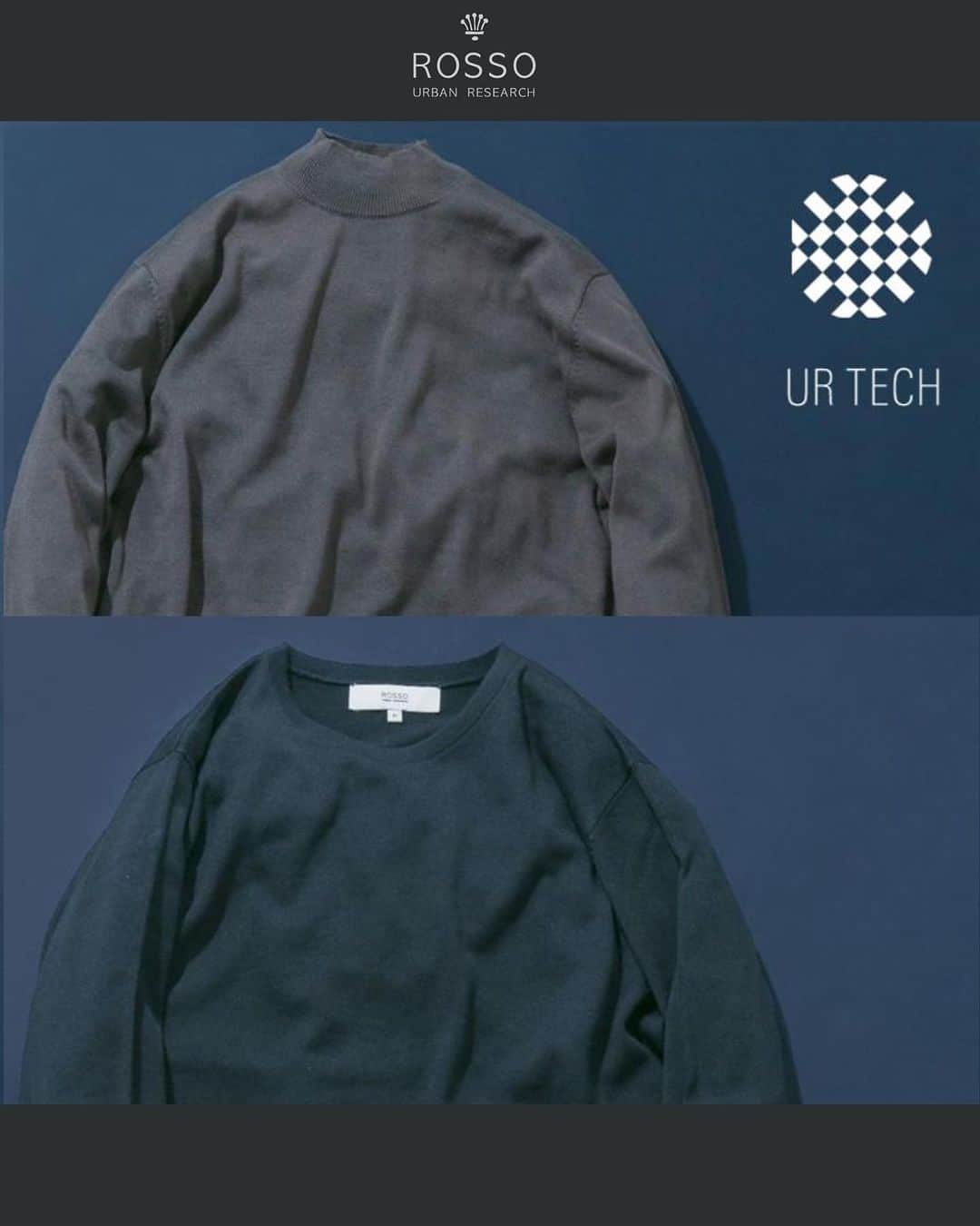 ROSSO MENのインスタグラム：「・  @urban_research_rosso_men ↑他の投稿もチェック！！  【 ROSSO MEN × UR TECH 機能性大人アイテム 】  アーバンリサーチの独自素材""ULTRA THERMO by URBAN RESEARCH""を用いたハイゲージニットが登場。  赤外線を吸収して熱に変換されることで、 蓄熱性が高まるため、暖かく感じます。 基本をおさえたベーシックなデザインとフィット感でオン/オフ着用◎長く使っていただける1着に。  ご家庭で洗えて年中使えてお手入れも簡単。   オールシーズン手軽に清潔に保てるのは嬉しいポイントに。 ハイゲージニットならではの滑らかな肌触りと着心地を楽しんでいただけます。 ーーーーーーーーーーーー 《画面をタップすると商品詳細をご覧いただけます》  【 ITEM . 1 】　 ハイゲージクルーネックニット カラー: NAVY , GREIGE , D.PURPLE , BLACK , GRAY サイズ :S , M , L、XL ￥7,700（tax in)  ※D.PURPLEはWEB限定カラーです。  【 ITEM . 2 】 ハイゲージモックネックニット カラー: NAVY , GREIGE , D.PURPLE , BLACK , GRAY サイズ :S , M , L、XL ￥7,700（tax in)  ※D.PURPLEはWEB限定カラーです。  ーーーーーーーーーーーー  #メンズ #urbanresearch #アーバンリサーチ #urbanresearchrossomen#アーバンリサーチロッソメン #秋服コーデ #秋冬コーデ #大人カジュアル #きれいめカジュアル #大人カジュアルコーデ #きれいめカジュアルコーデ #ギフト #ギフトにおすすめ #おすすめギフト #ootd #スタイリング #スタッフスタイリング #大人きれいめコーデ #着映えコーデ #メンズファッション #大人カジュアルスタイル #おでかけコーデ #お出かけコーデ」