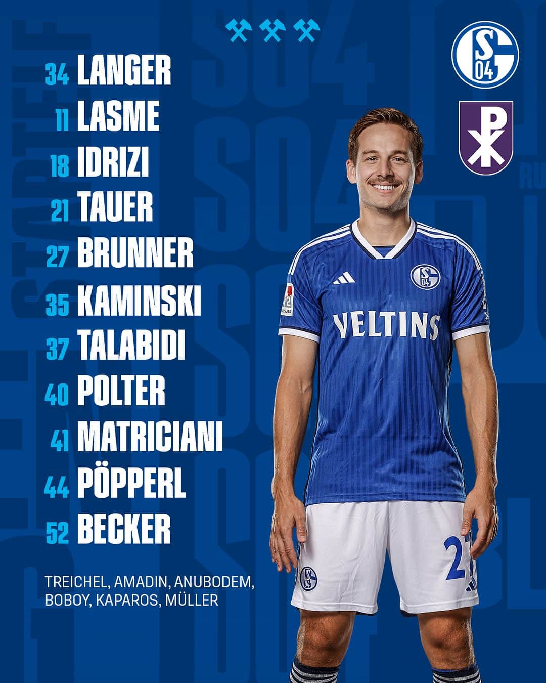 のインスタグラム：「Unsere Start-1⃣1⃣ für heute  . . #S04 #Schalke #Knappen #Königsblau #S04PAT」