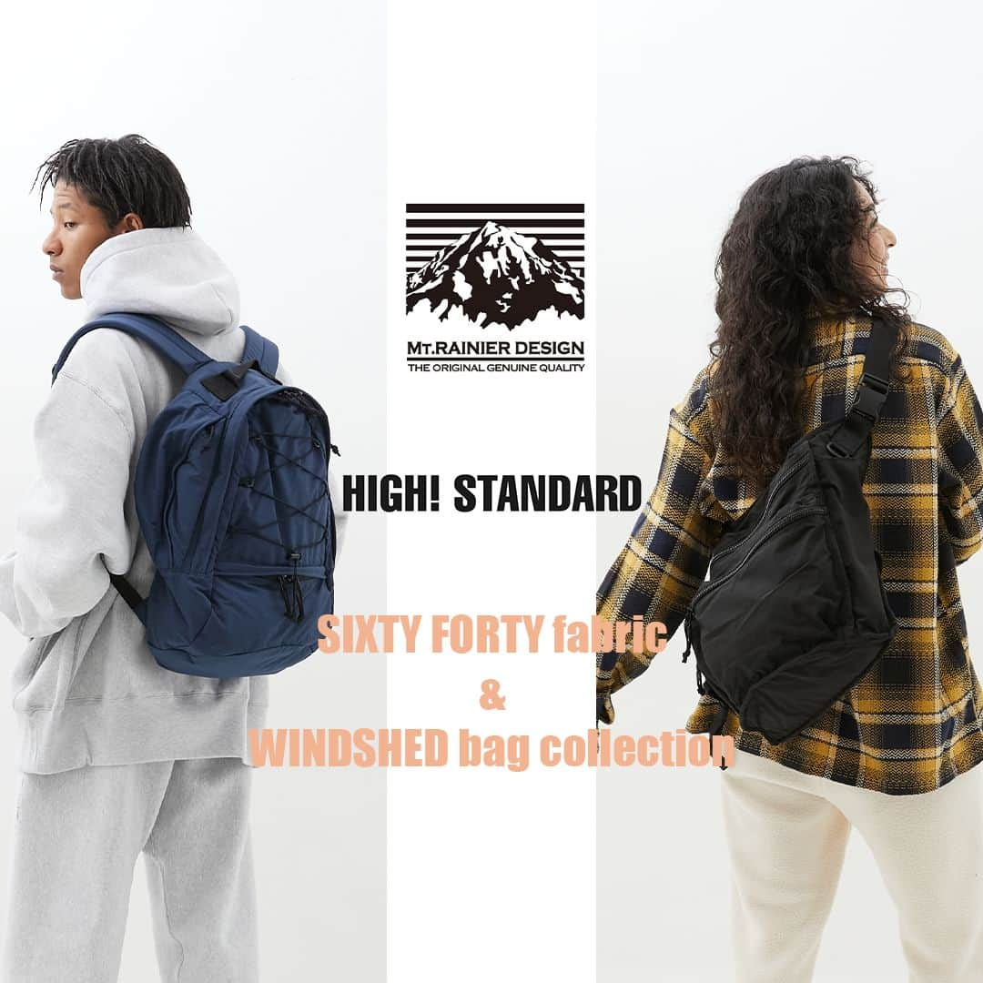 ハリウッドランチマーケットのインスタグラム：「HIGH! STANDARDとMT.RAINIER DESIGNのコラボレーション第3弾が入荷しました！ クラシックなアウトドア素材でもある、おなじみの「SIXTY FORTY fabric」を使用した、ショルダーバッグとバックパック、防風性に優れたオリジナル機能素材「WINDSHED」を使用したメッセンジャーバッグなど、アウトドアからタウンユースまで幅広く使えるエクスクルーシブモデルをお楽しみください。  詳細はSEILIN ONLINE SHOPよりご覧いただけます。 https://www.hrm-eshop.com/shop/pages/mtr_hsd_bag_series.aspx  ------------------------------- (Dear international customers) We offer international shipments. Please visit SEILIN ONLINE SHOP to make purchases. -------------------------------  #mtrainierdesign #マウントレイニアデザイン #highstandard #ハイスタンダード #聖林公司 #seilin」