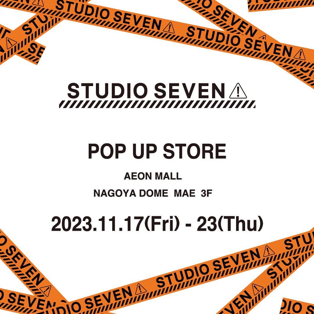 SEVENのインスタグラム：「11/17(金)～11/23(木・祝)の7日間名古屋の 『イオンモールナゴヤドーム前』にて POP-UPを開催⚠️  先行発売するローズデザインの ハーフジップスウェット🌹、メガネブランド「Zoff」とのコラボレーションTシャツが登場致します👓🐕  お近くの方は是非お立ち寄りください！  #studioseven」