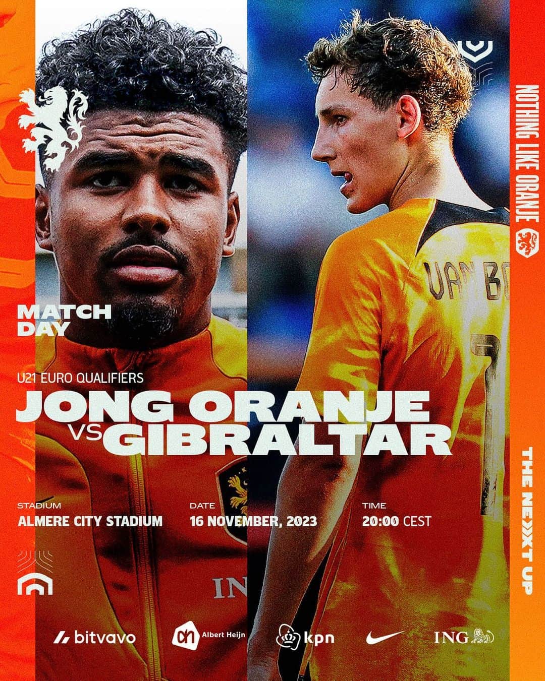 サッカー オランダ代表チームのインスタグラム：「#TheNextUp, on home soil. 🇳🇱   See you tonight, Almere! ✌️  #NEDGIB (@espnnl)」