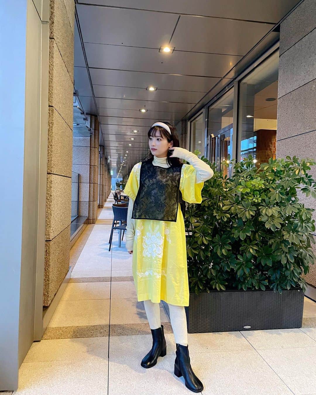 二宮芽生のインスタグラム：「キテルネ！ご視聴ありがとうございました☺︎ チーズが大渋滞起こしてましたね笑 恐るべし。  アザー、チーズコーデ🧀🌿 @uratiayara   #イタル_デザイン  #cheese」