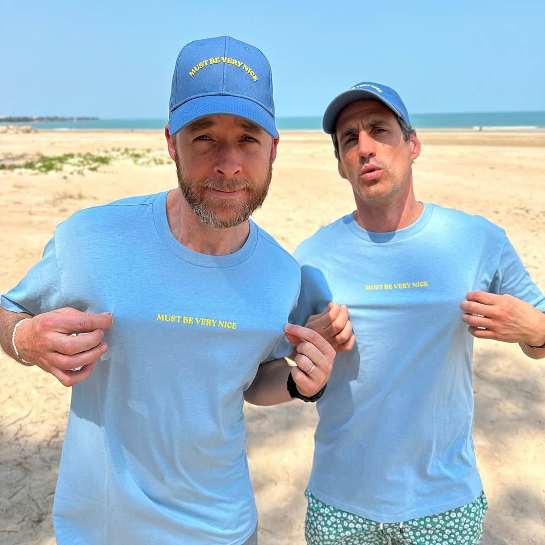 Hamish & Andyのインスタグラム：「New common man merch just went up at our website! Swipe to see the item that only one person in your friendship group can get away with wearing.」