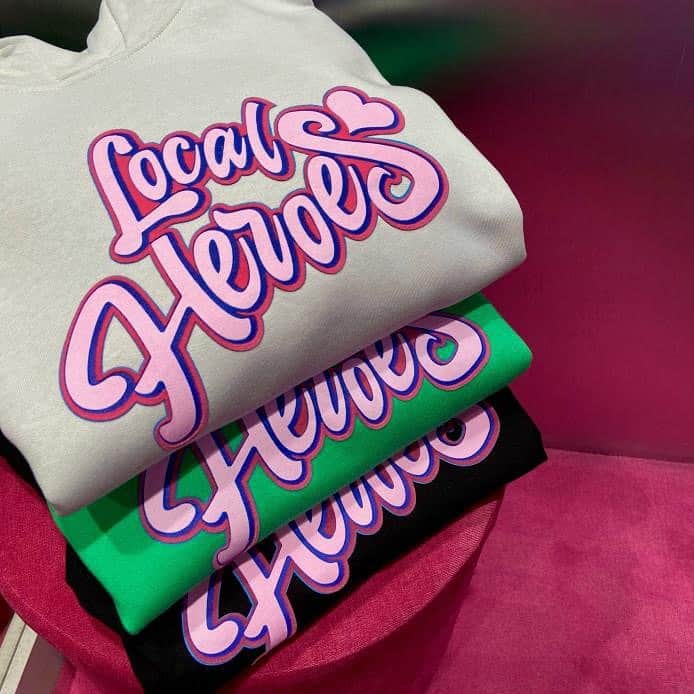 LOCAL HEROESのインスタグラム：「collect them all 🤍💚🖤💗 / OH Baby Hoodies available in all LH Stores」