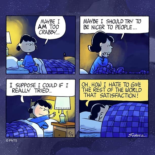 スヌーピーのインスタグラム：「Late night thoughts」