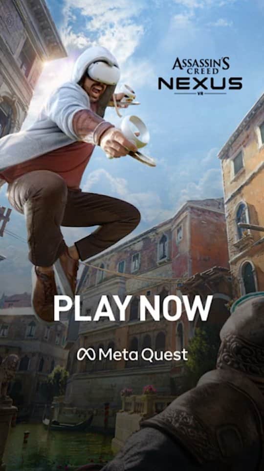 Ubisoftのインスタグラム：「#AssassinsCreedNexusVR is available now on Meta Quest 2 and Meta Quest 3! Feel the freedom of becoming the Assassin like never before. Discover the new adventures of Ezio, Connor & Kassandra now.   Click the link in story to buy the game on the Meta Quest Store.」