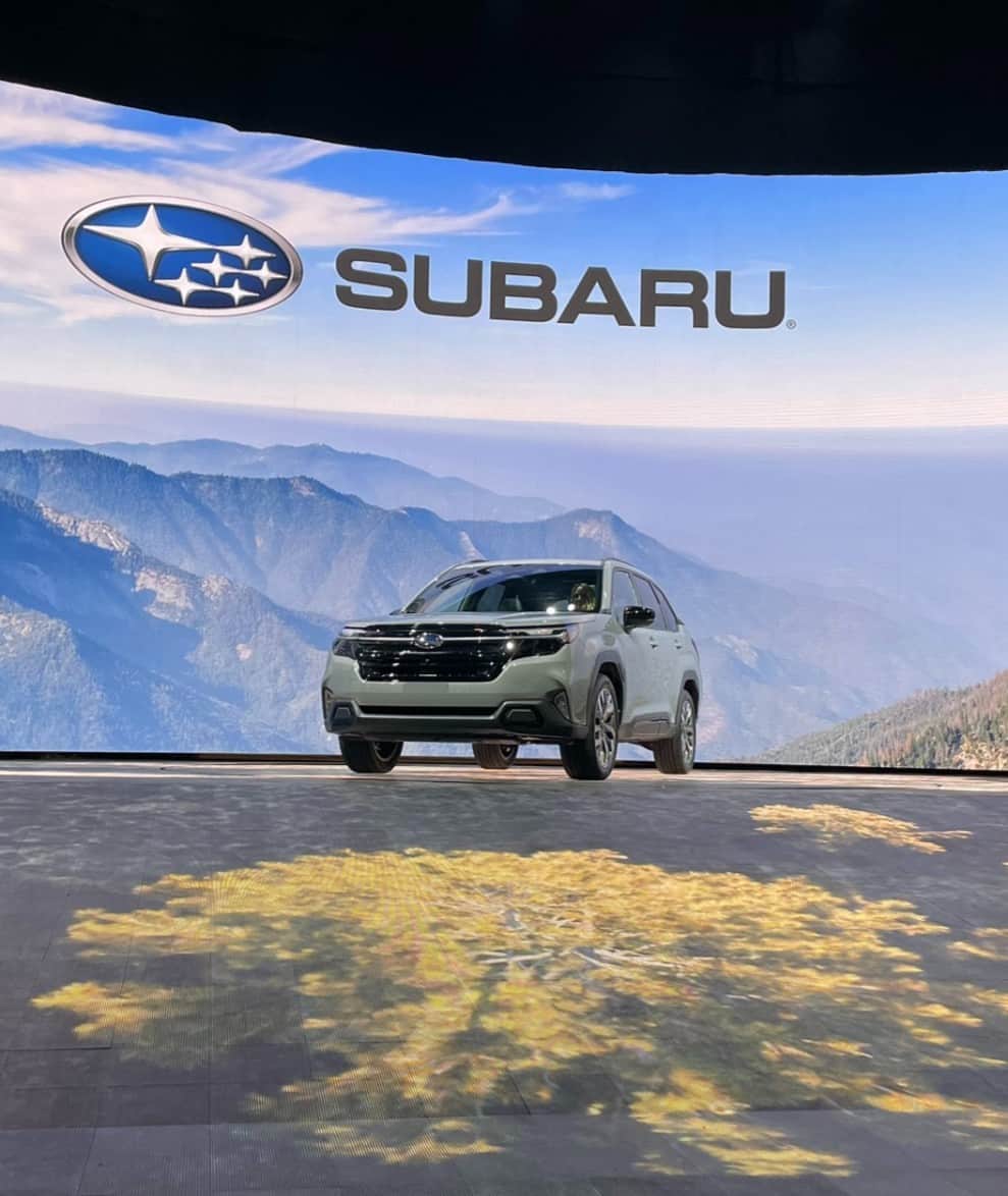 Subaru of Americaのインスタグラム：「The newly redesigned #SubaruForester just made its first appearance at the @laautoshow. Witness the reveal of this bold and confident SUV. 🔥 Livestream link in our bio!」