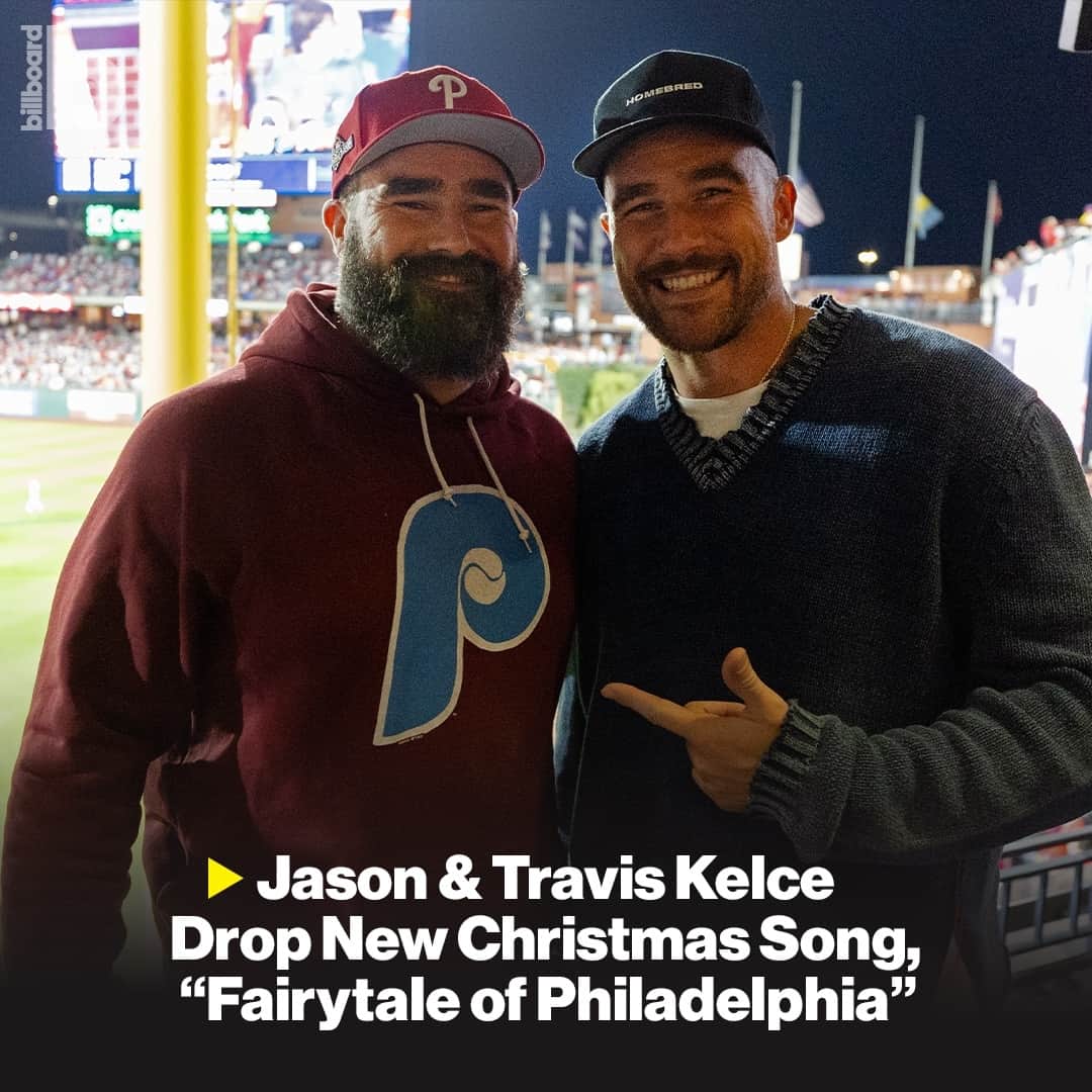 Billboardさんのインスタグラム写真 - (BillboardInstagram)「‘Tis the season of Kelce! 🎄 The Philadelphia Eagles‘ are working on a holiday album, and the team's Center, Jason Kelce, recruited his Kansas City Chiefs brother, Travis Kelce, for "Fairytale of Philadelphia" — a reimagining of The Pogues’ holiday classic, “Fairytale of New York." ⁠ ⁠ Listen to the song now + learn more at the link in bio.」11月17日 3時08分 - billboard