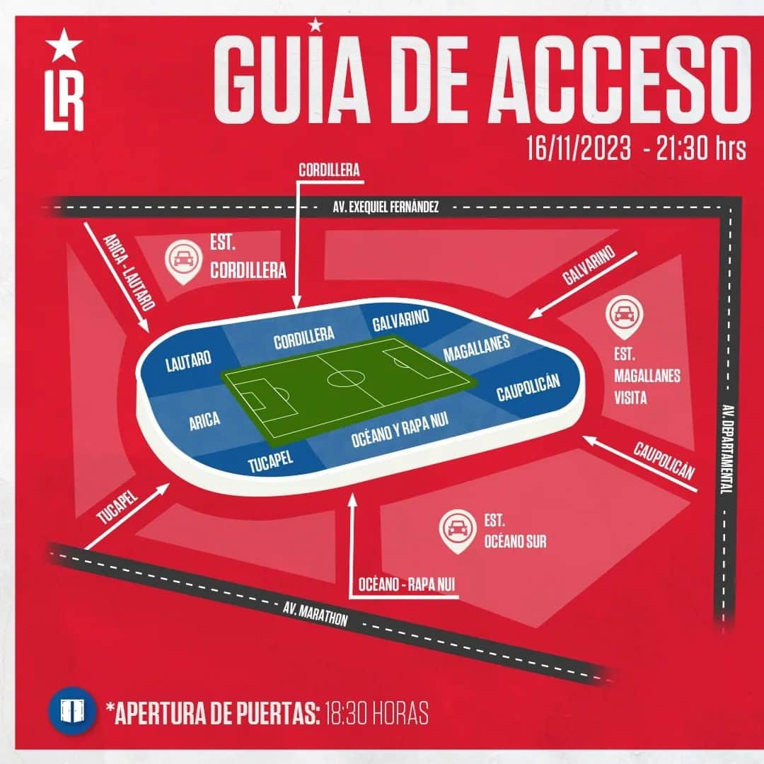 サッカーチリ代表チームのインスタグラム：「✍️ ¡Prepara tu asistencia al 🏟️ Monumental!  👉 Te compartimos los accesos, horarios de ingresos y servicios especiales del transporte público para el duelo de esta noche entre #LaRoja 🇨🇱 y Paraguay 🇵🇾.  😀 ¡Te esperamos!  #SomosLaRoja #SoyLaRoja」