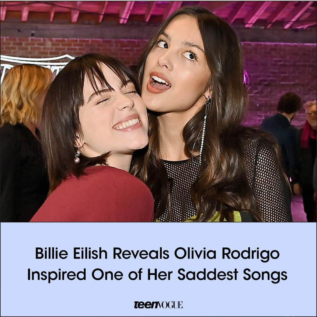 Teen Vogueさんのインスタグラム写真 - (Teen VogueInstagram)「Turns out one of #BillieEilish's most revelatory and sorrowful songs was inspired by her fellow singer-songwriter #OliviaRodrigo. "I was worried about her... I just felt very protective over her." #linkinbio to read more.  (📸: Getty Images)」11月17日 3時55分 - teenvogue